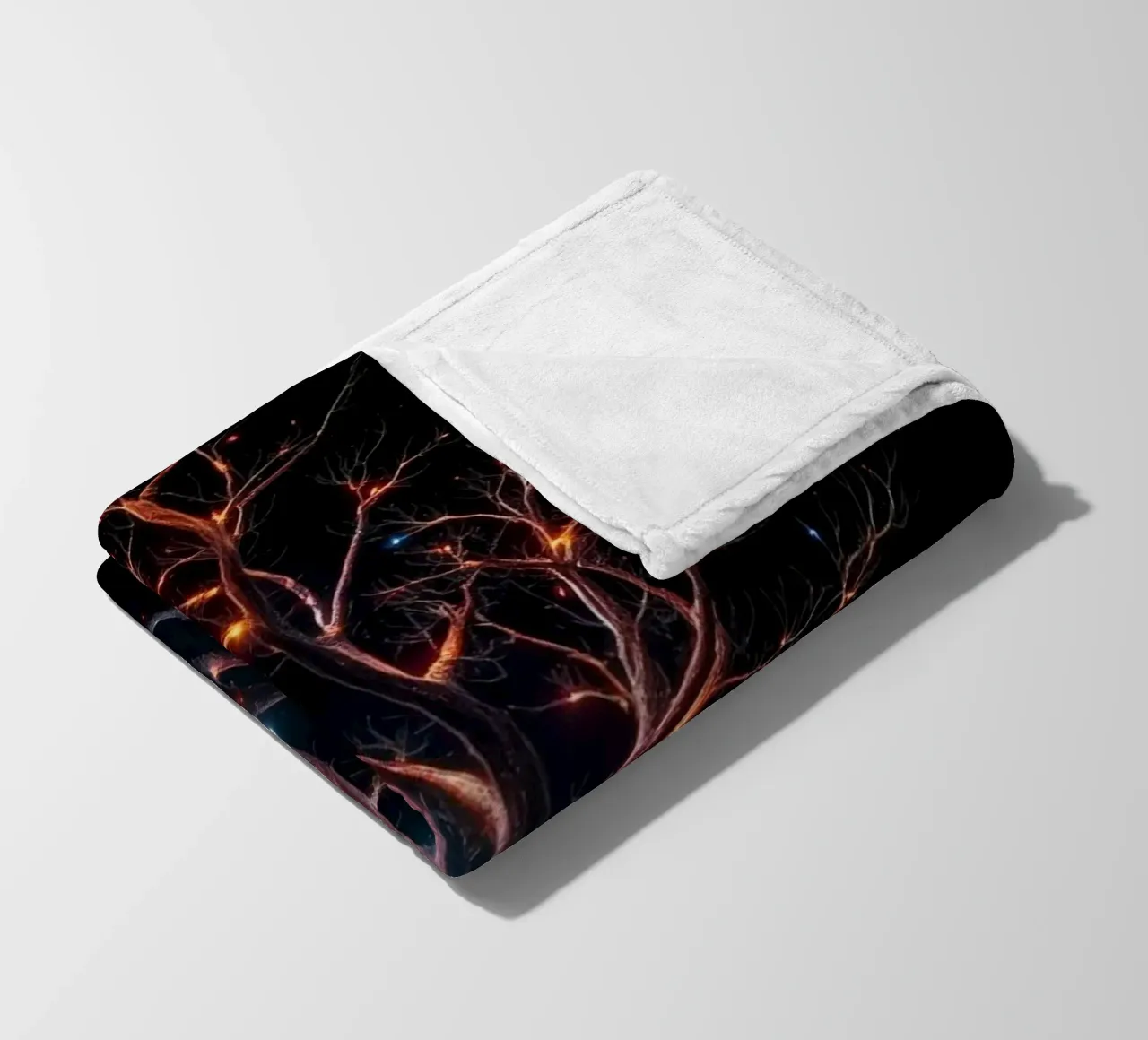 Captivating abstract tree design with glowing branches fleece blanket by DesignDoodle