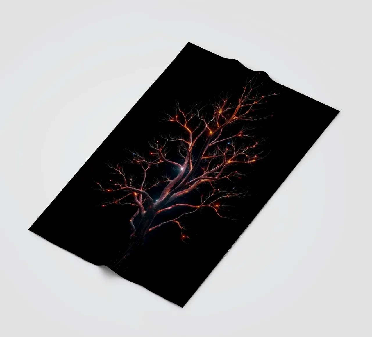 Captivating abstract tree design with glowing branches fleece blanket by DesignDoodle