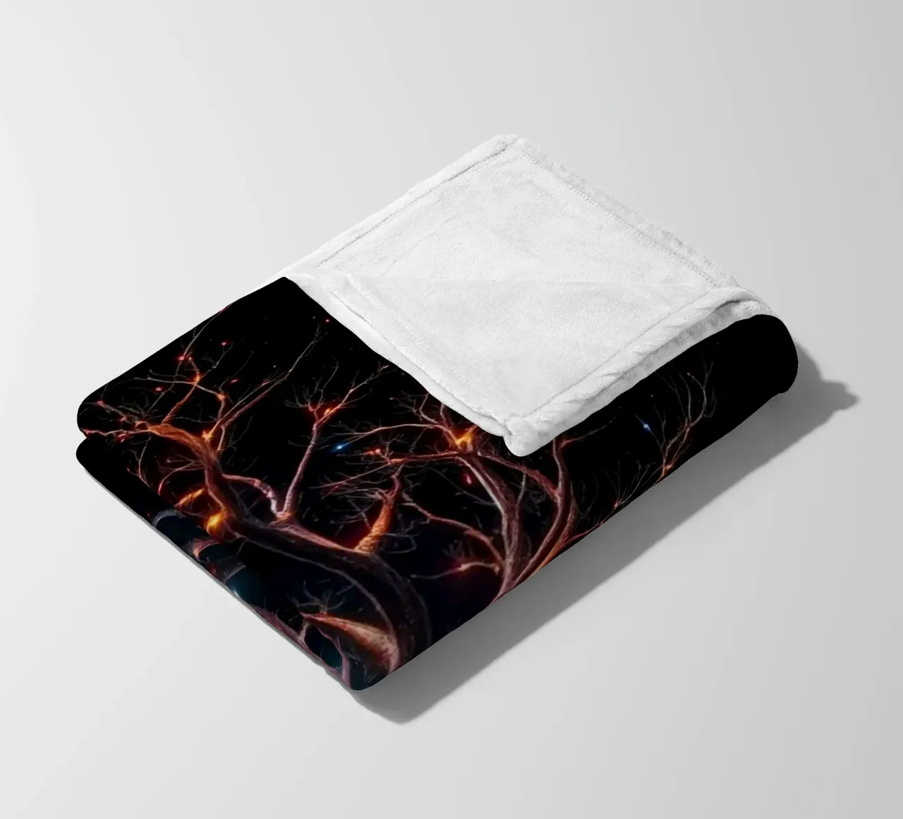 Captivating abstract tree design with glowing branches fleece blanket by DesignDoodle