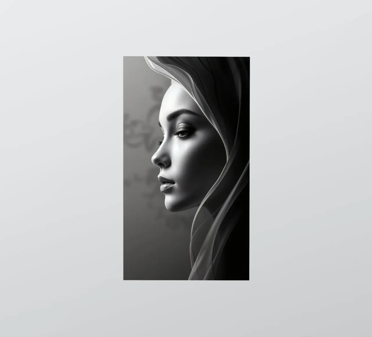 Elegant black and white portrait with soft fabric draping sticker by DesignDoodle