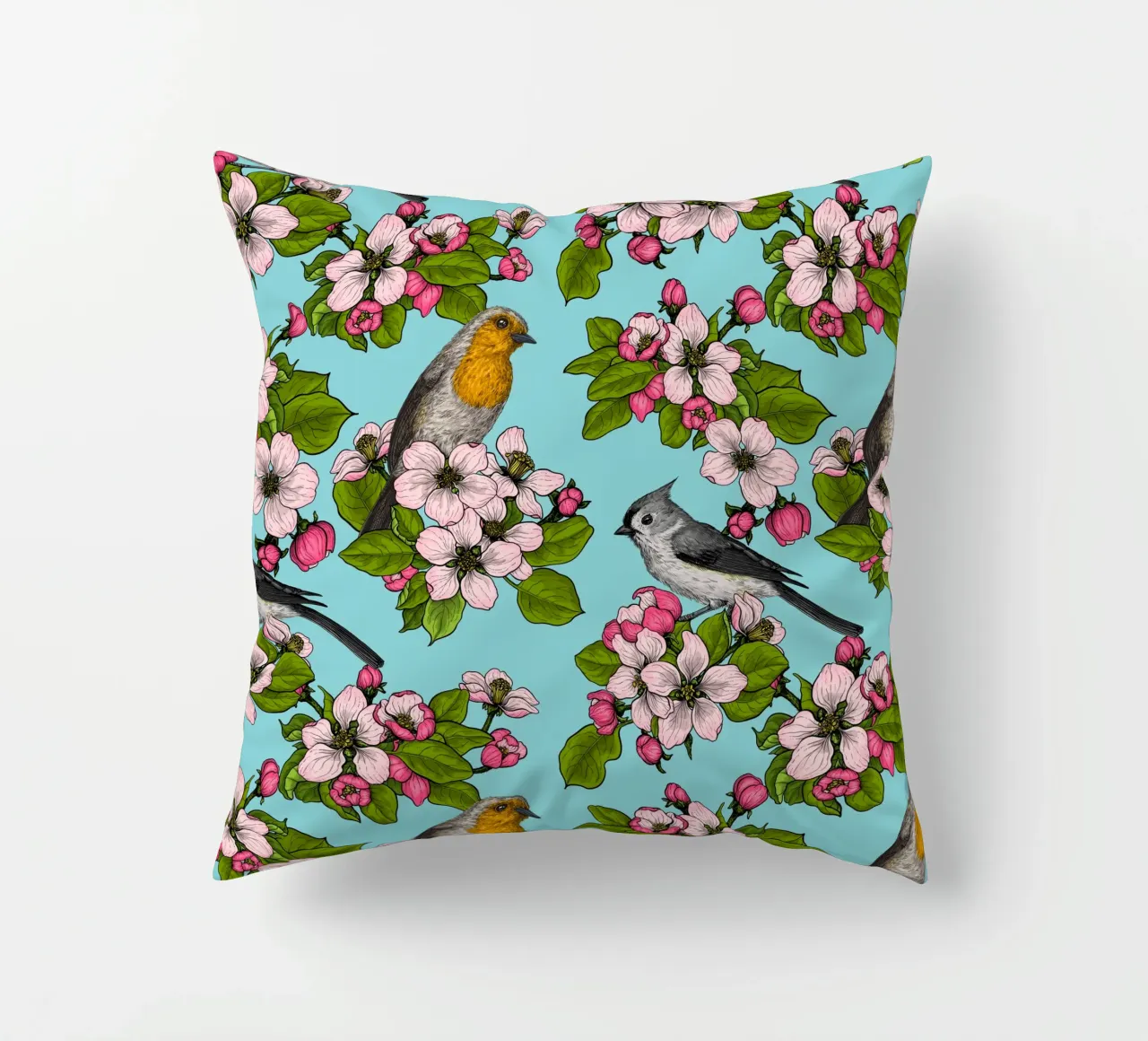 Uccelli e fiori cuscino da Painted Nature