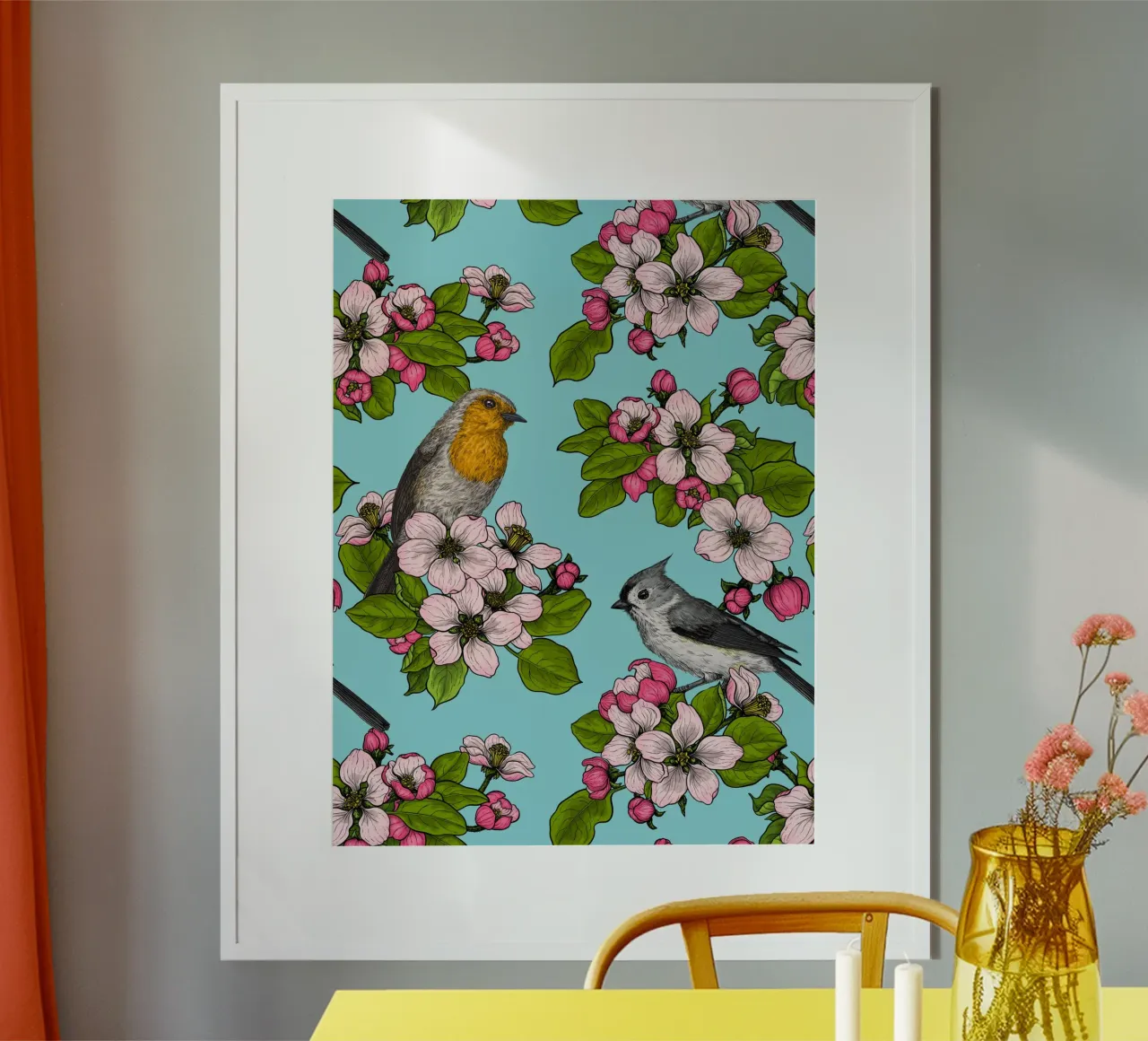 Uccelli e fiori poster da Painted Nature