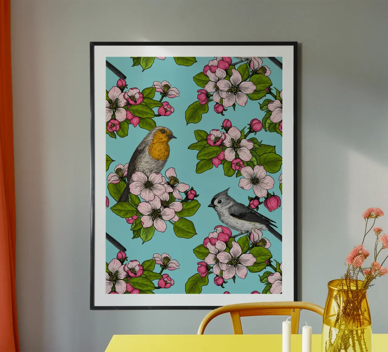 Uccelli e fiori poster da Painted Nature