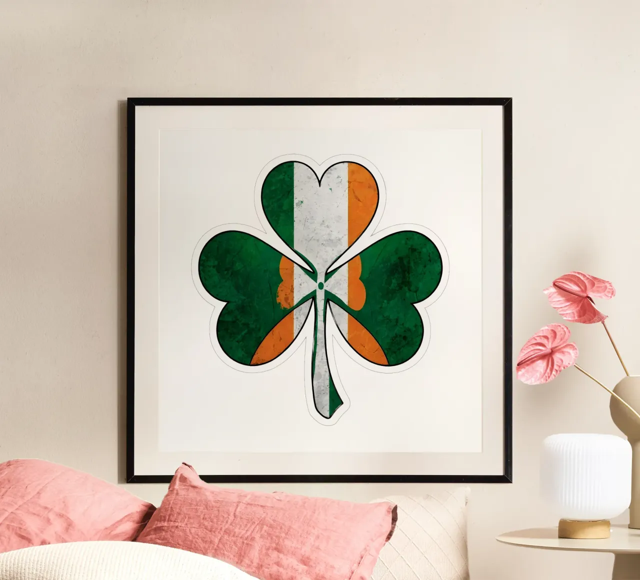 Fiore irlandese Shamrock poster con telaio in plastica da RETRO VINTAGE EDITION