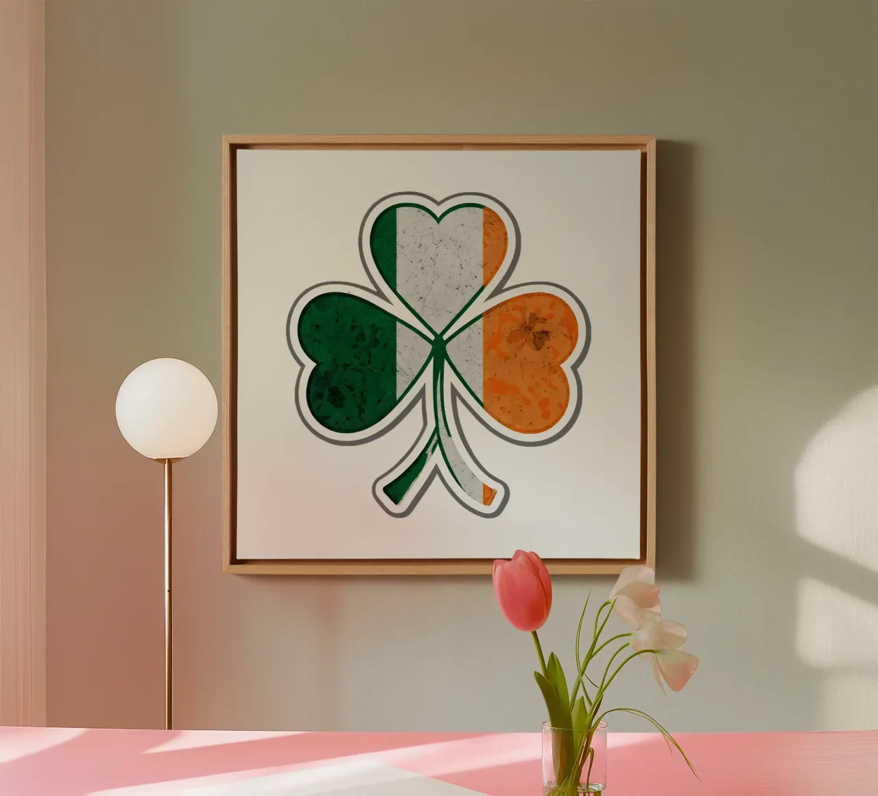 Irish Shamrock Flower canvas with Floater frame by RETRO VINTAGE EDITION