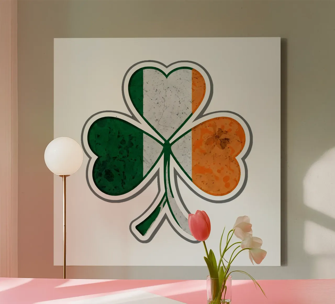 Irish Shamrock Flower canvas with Floater frame by RETRO VINTAGE EDITION