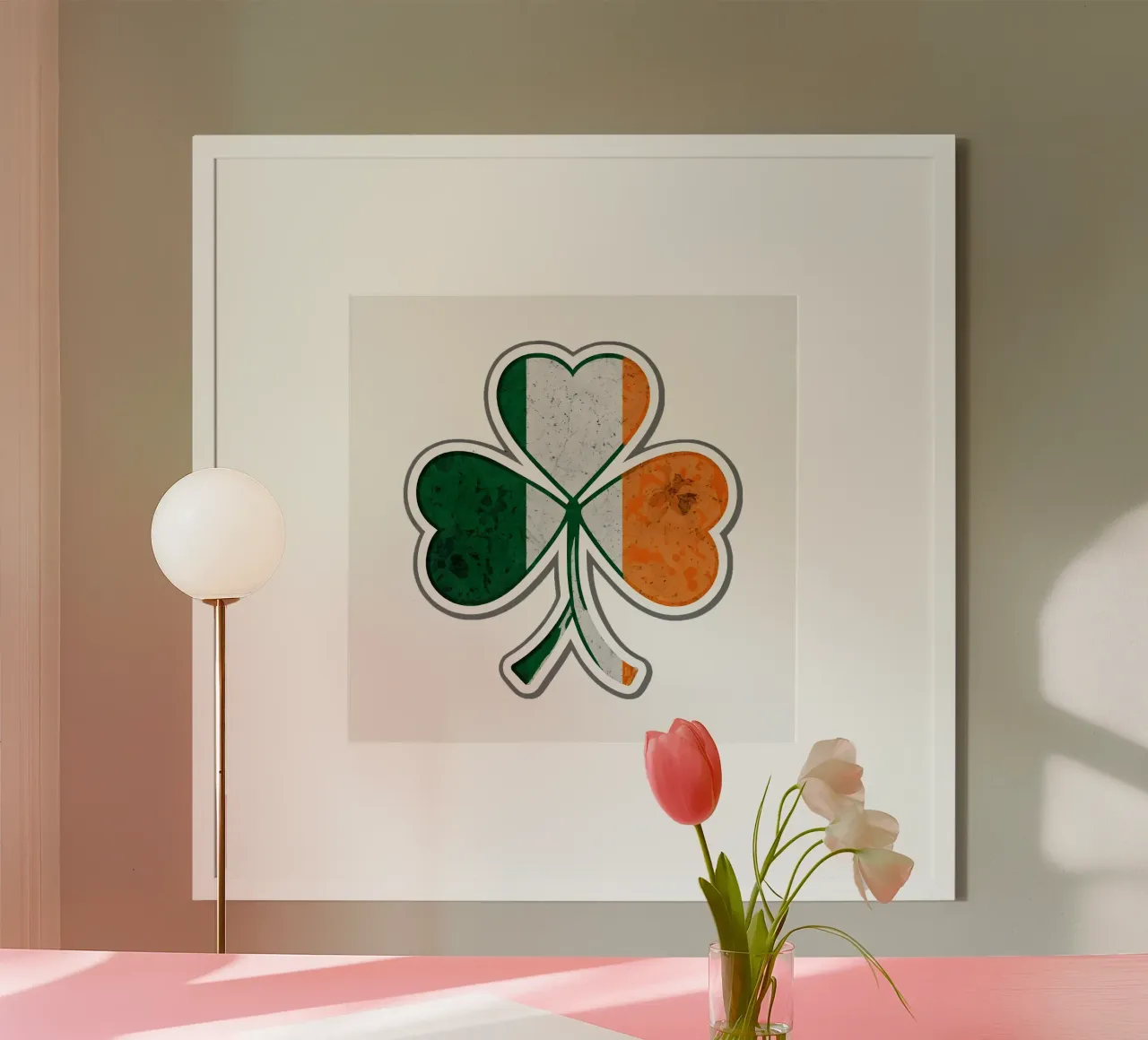 Fiore irlandese Shamrock poster con telaio in legno da RETRO VINTAGE EDITION