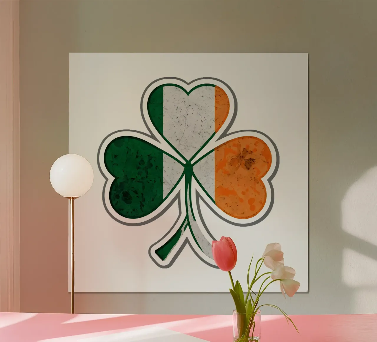 Fiore irlandese Shamrock poster con telaio in legno da RETRO VINTAGE EDITION