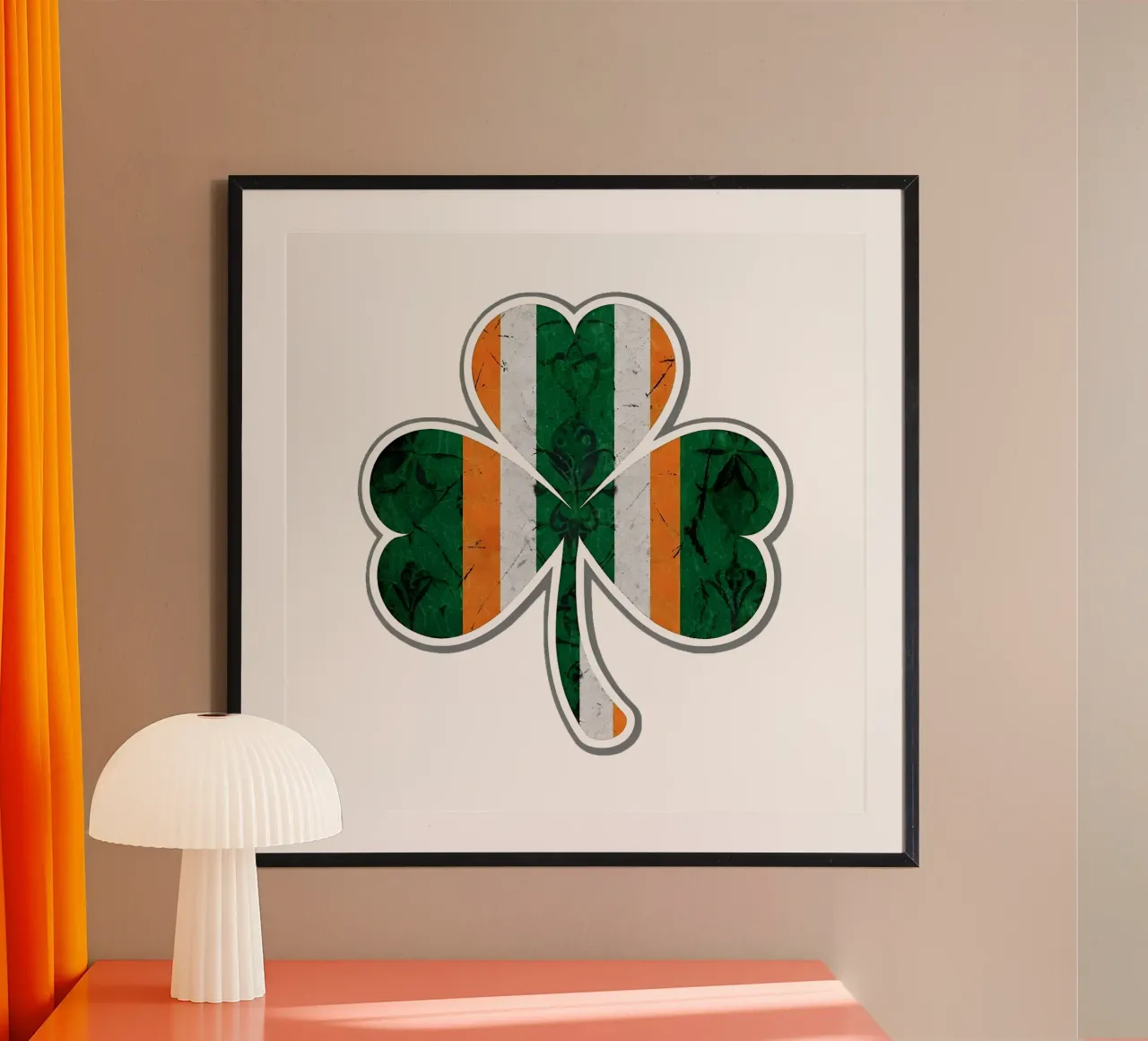 Ierse klaver Bloem poster met houten frame van RETRO VINTAGE EDITION