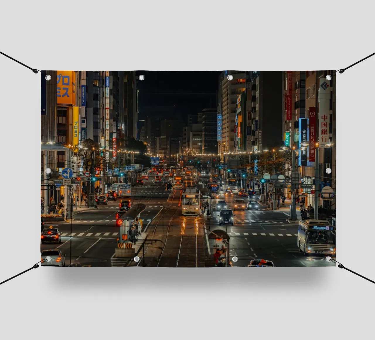 Notte a Hiroshima, Giappone telo in pvc da Marcel Bisig