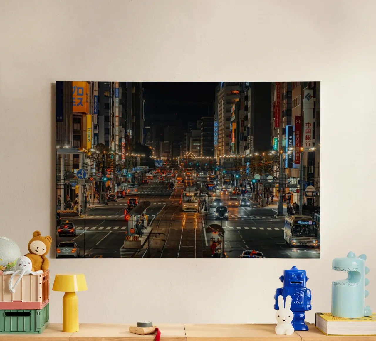 Overnachting in Hiroshima, Japan canvas met Baklijst van Marcel Bisig