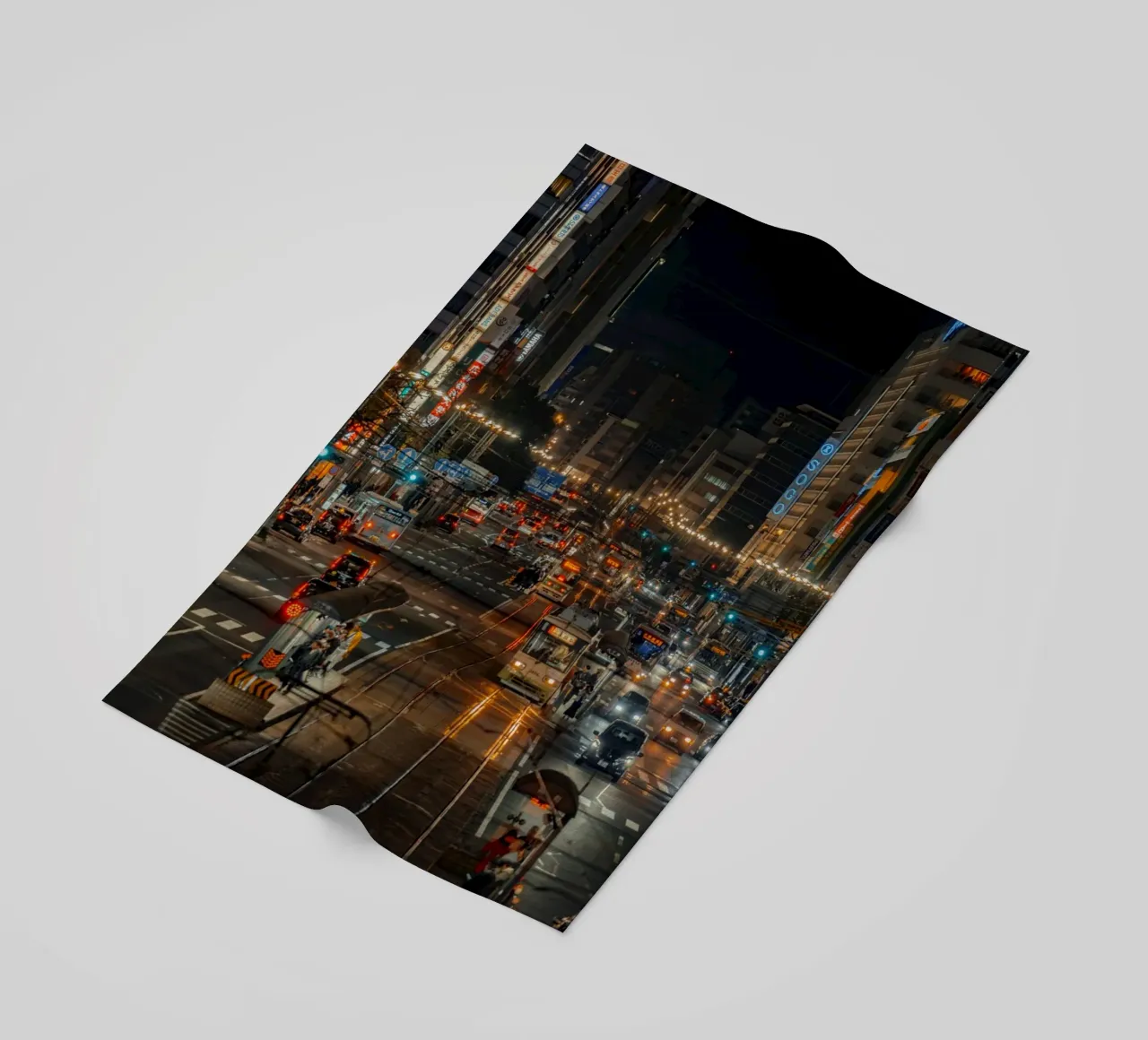 Night in Hiroshima, Japan beach towel by Marcel Bisig