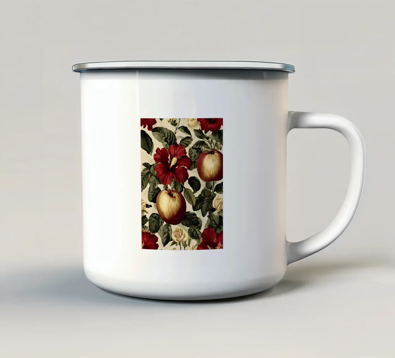 Rosa d'epoca e fiore di mela tazza in smalto da RETRO VINTAGE EDITION