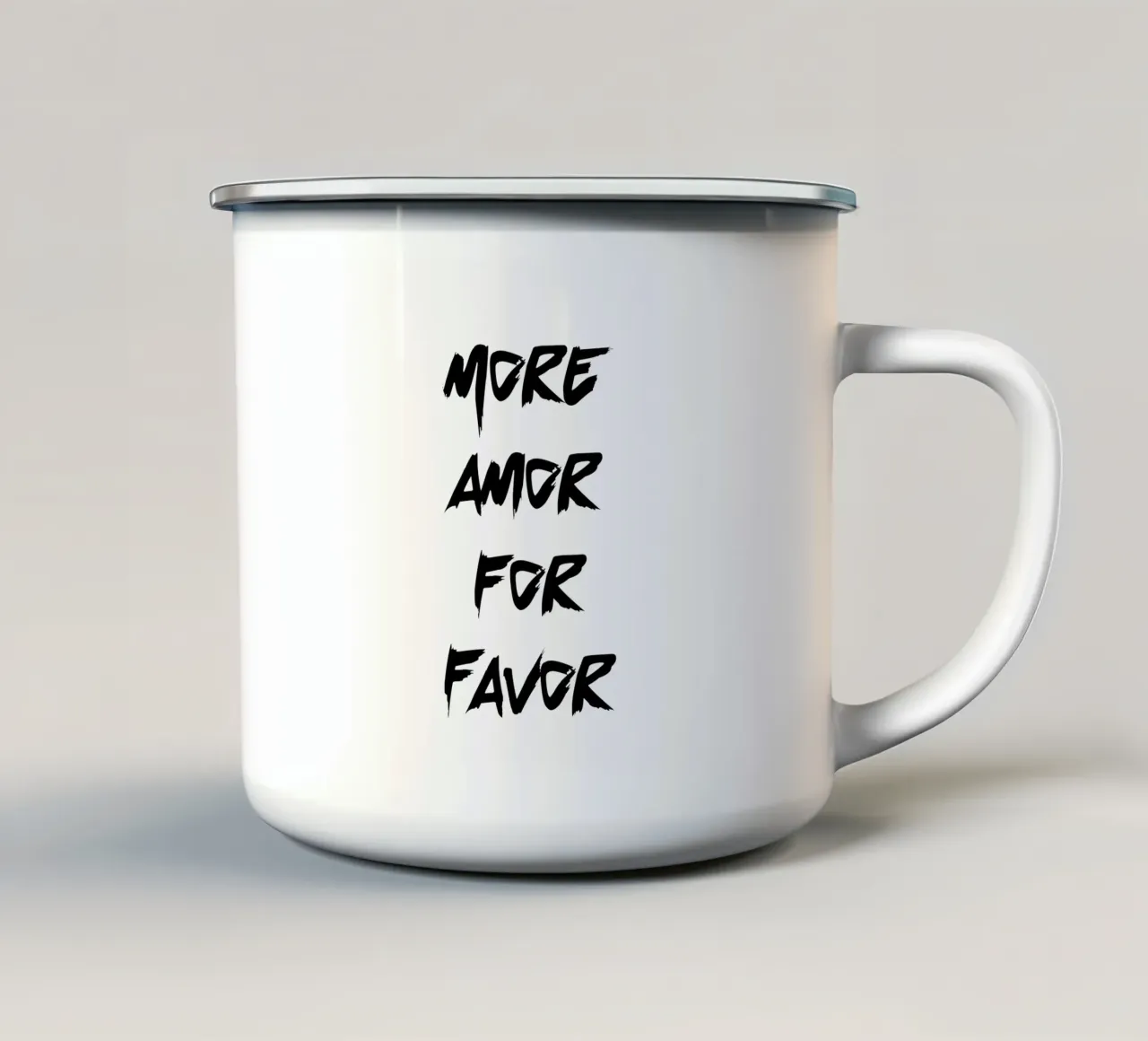 Più Amor per Favor tazza in smalto da YV TYPOGRAPHY