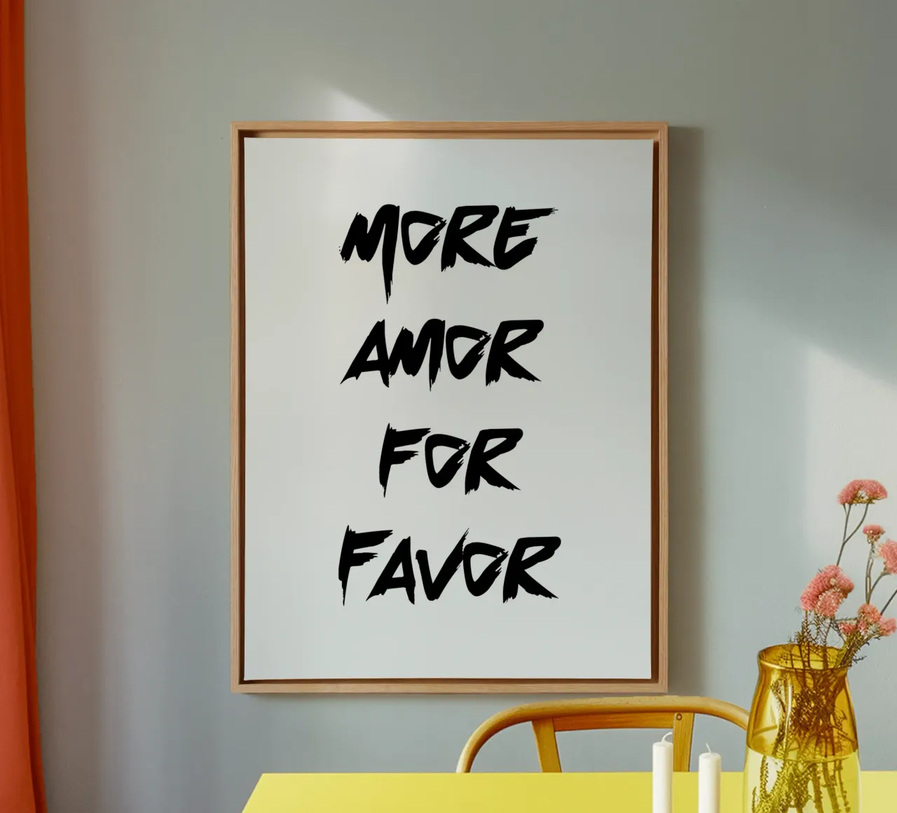 More Amor For Favor canvas with Floater frame by YV TYPOGRAPHY