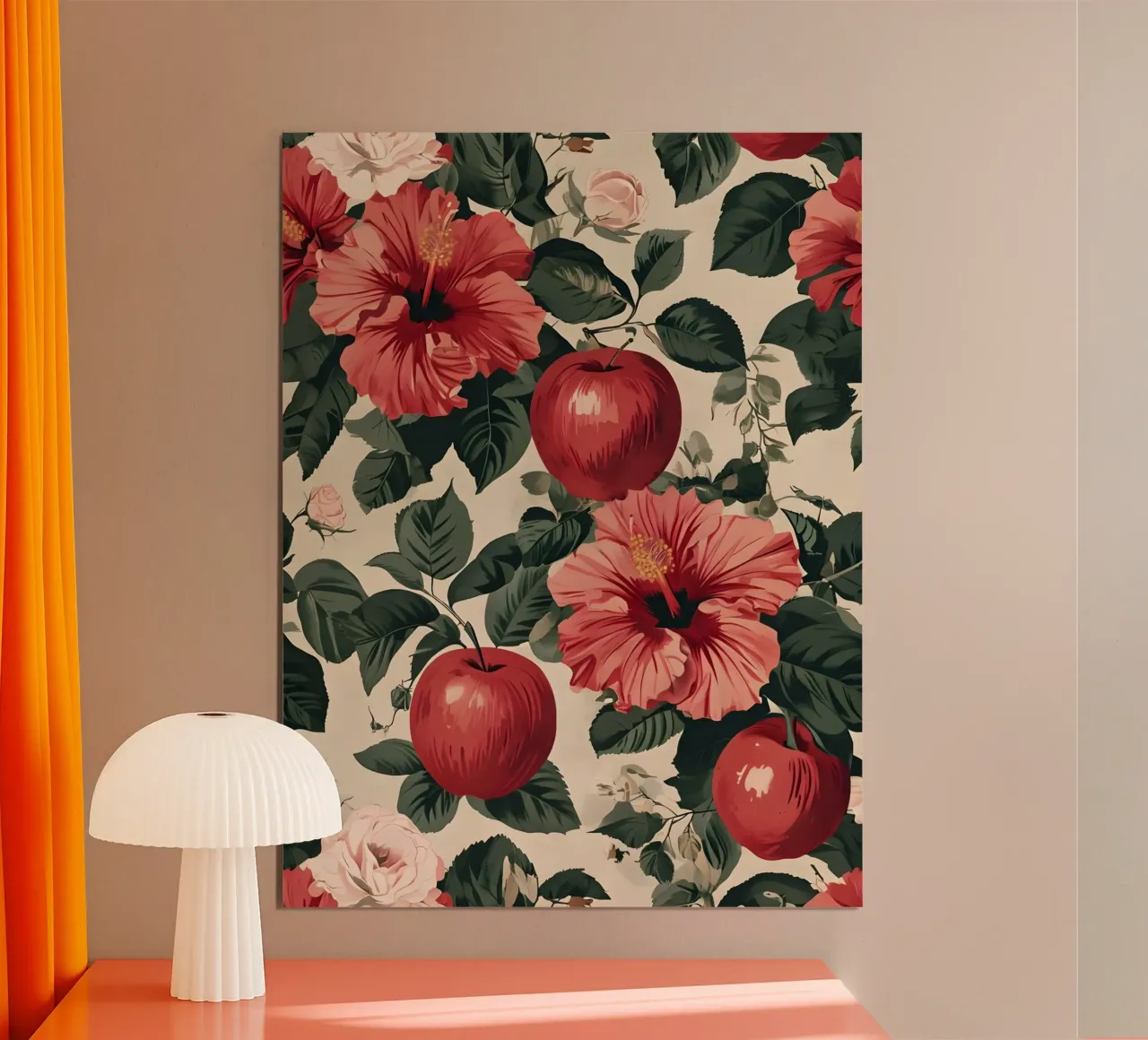 Vintage roos en appelbloem poster met kunststof frame van RETRO VINTAGE EDITION