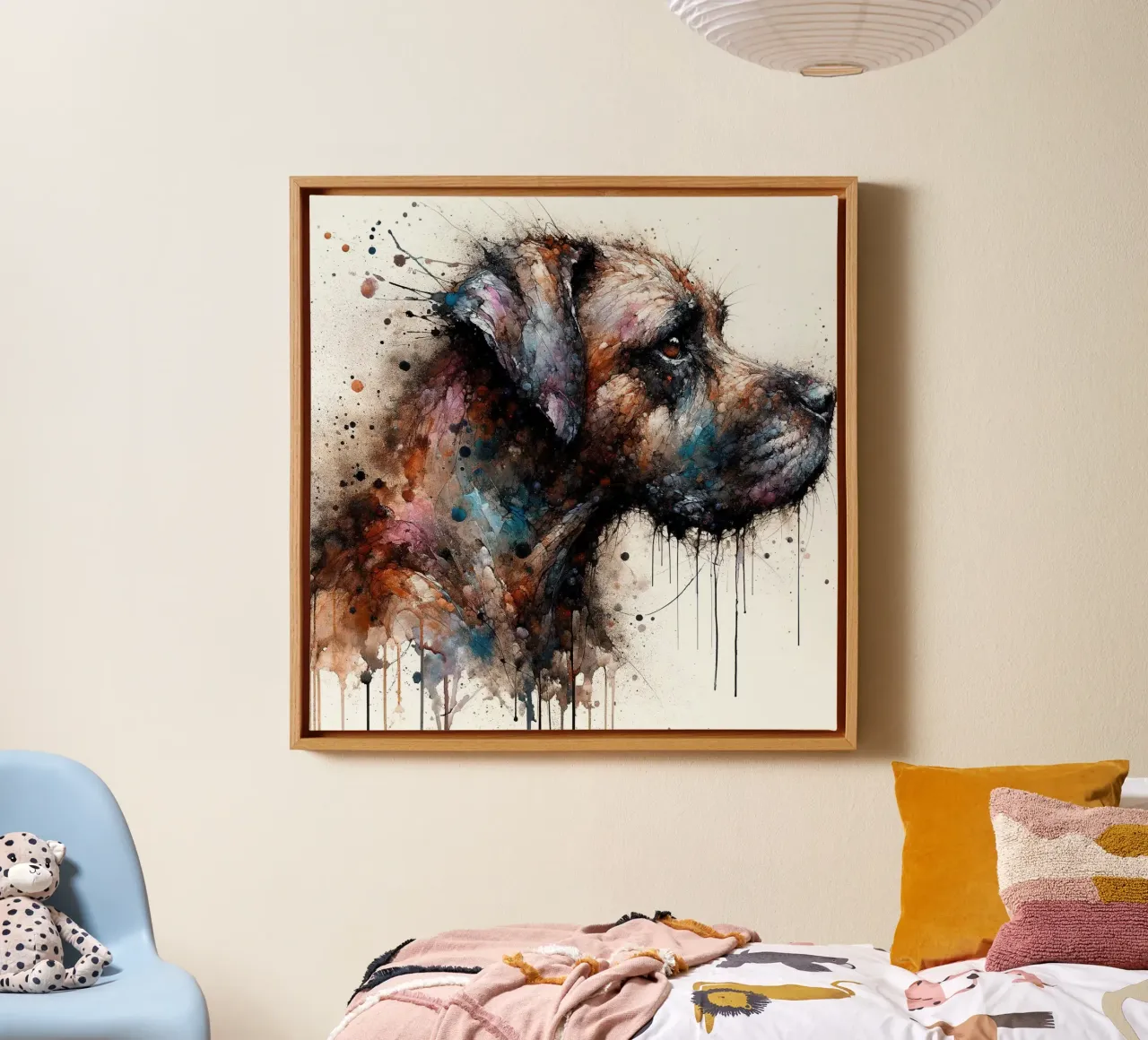 Perro poderoso lienzo con Marco flotante de Chromatic Fusion Studio