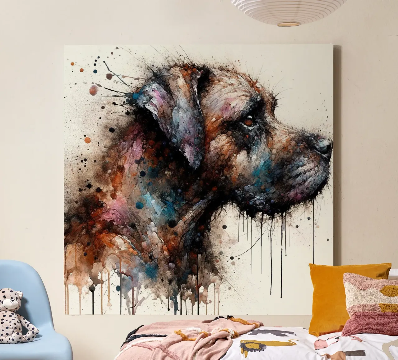 Perro poderoso lienzo con Marco flotante de Chromatic Fusion Studio