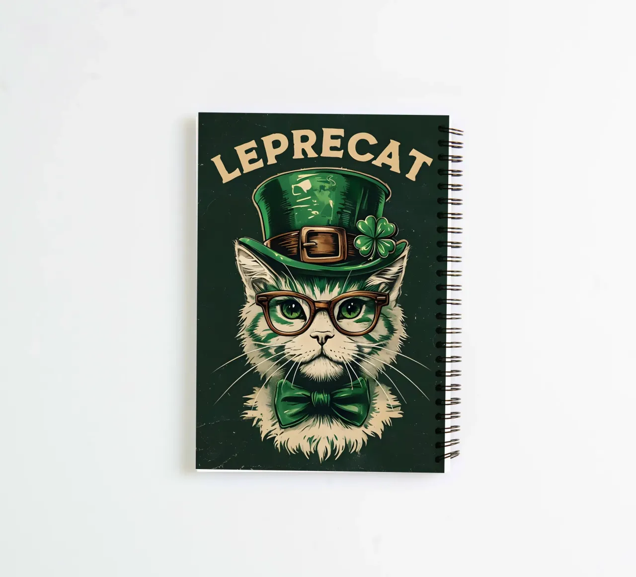 Leprecat Shamrock spiral notebook by RETRO VINTAGE EDITION