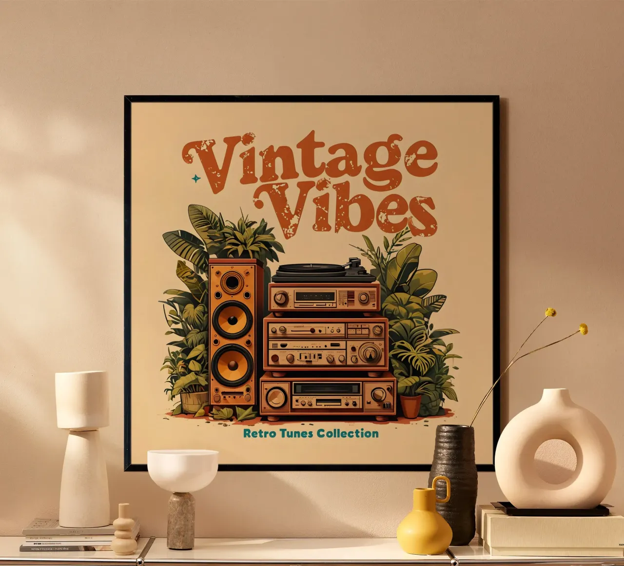 Vintage Vibes Music poster with aluminum frame by RETRO VINTAGE EDITION