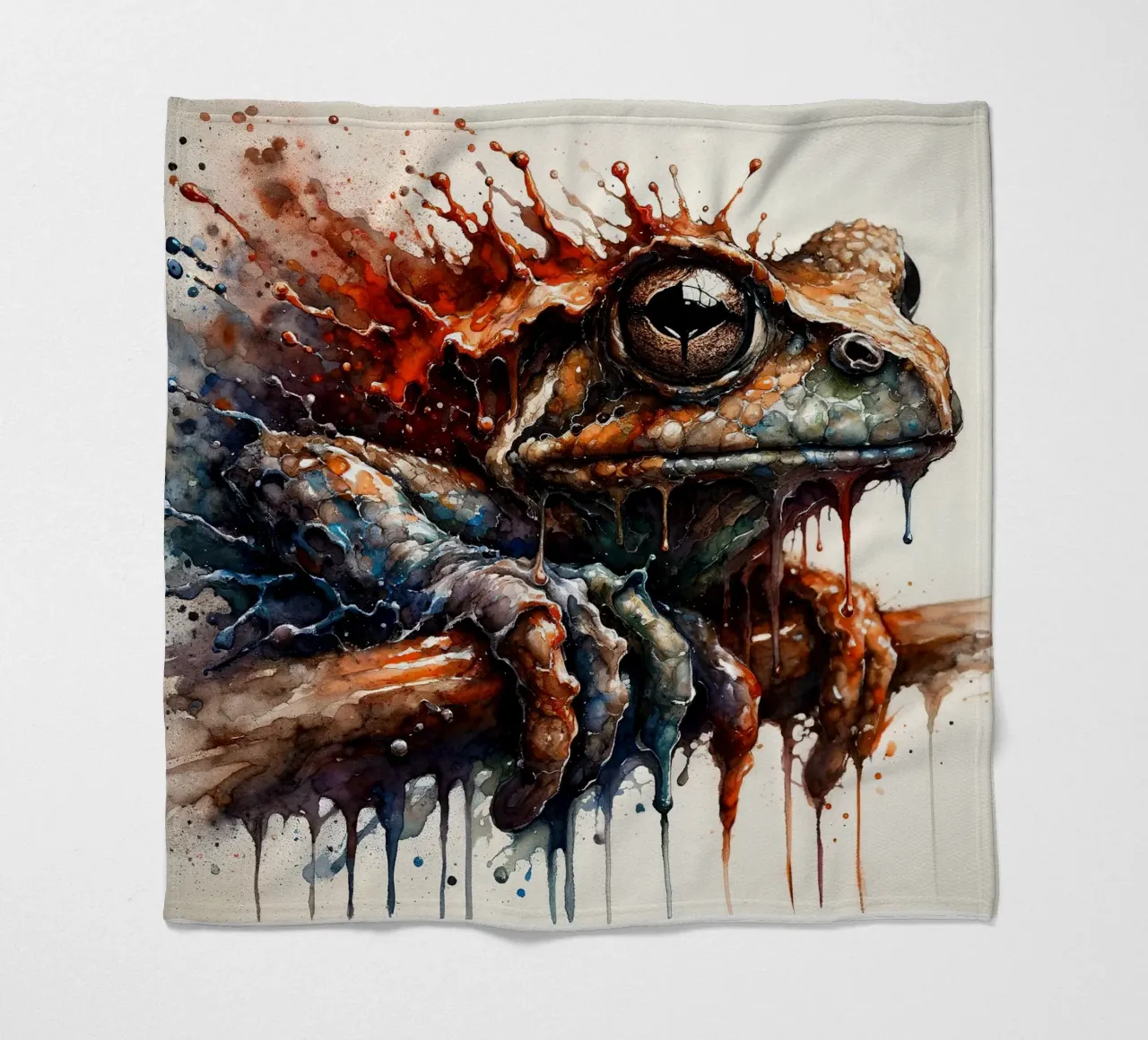 Powerful Frog fleece blanket by Chromatic Fusion Studio