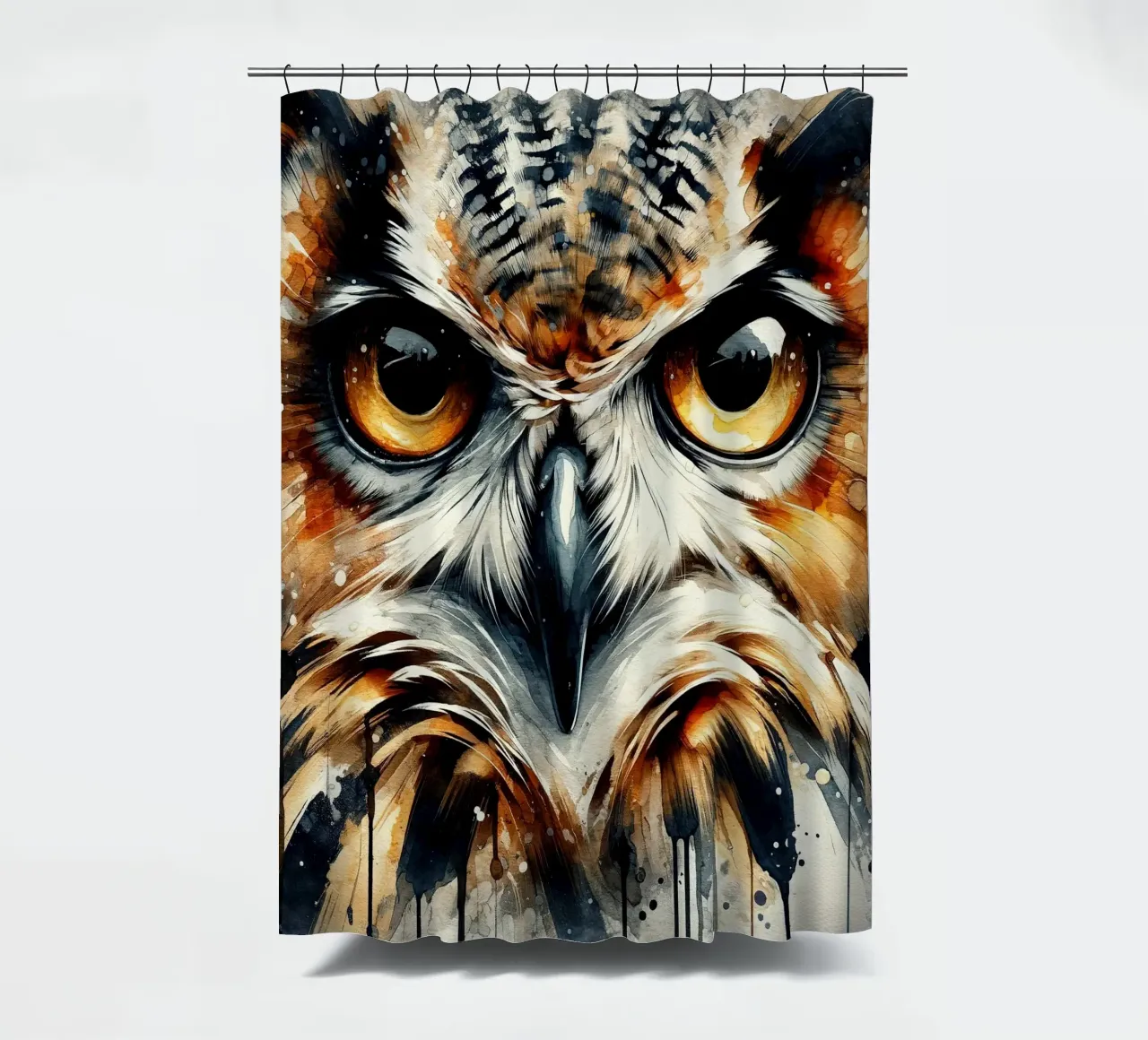 Powerful Owl shower curtain by Chromatic Fusion Studio