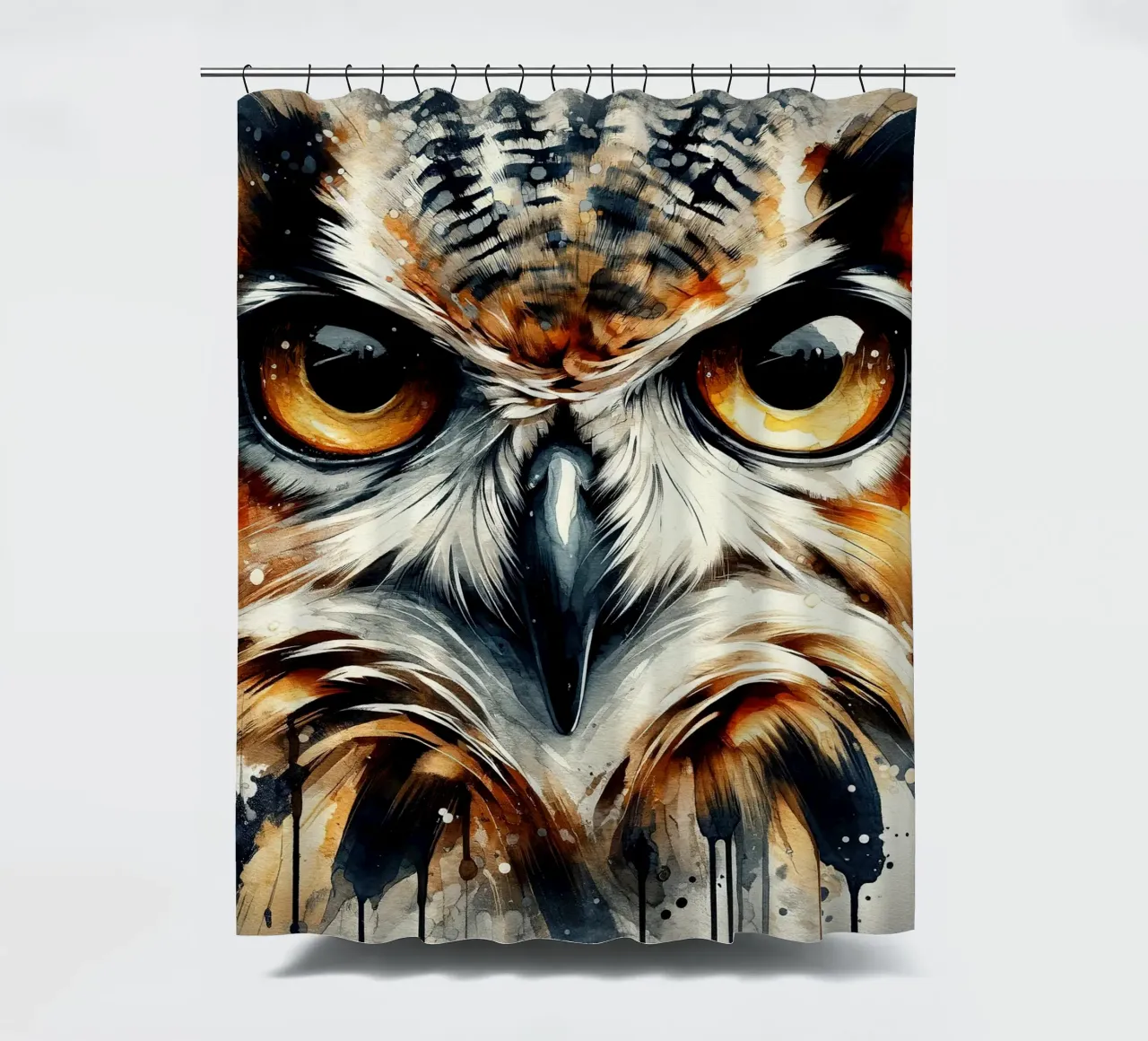 Powerful Owl shower curtain by Chromatic Fusion Studio