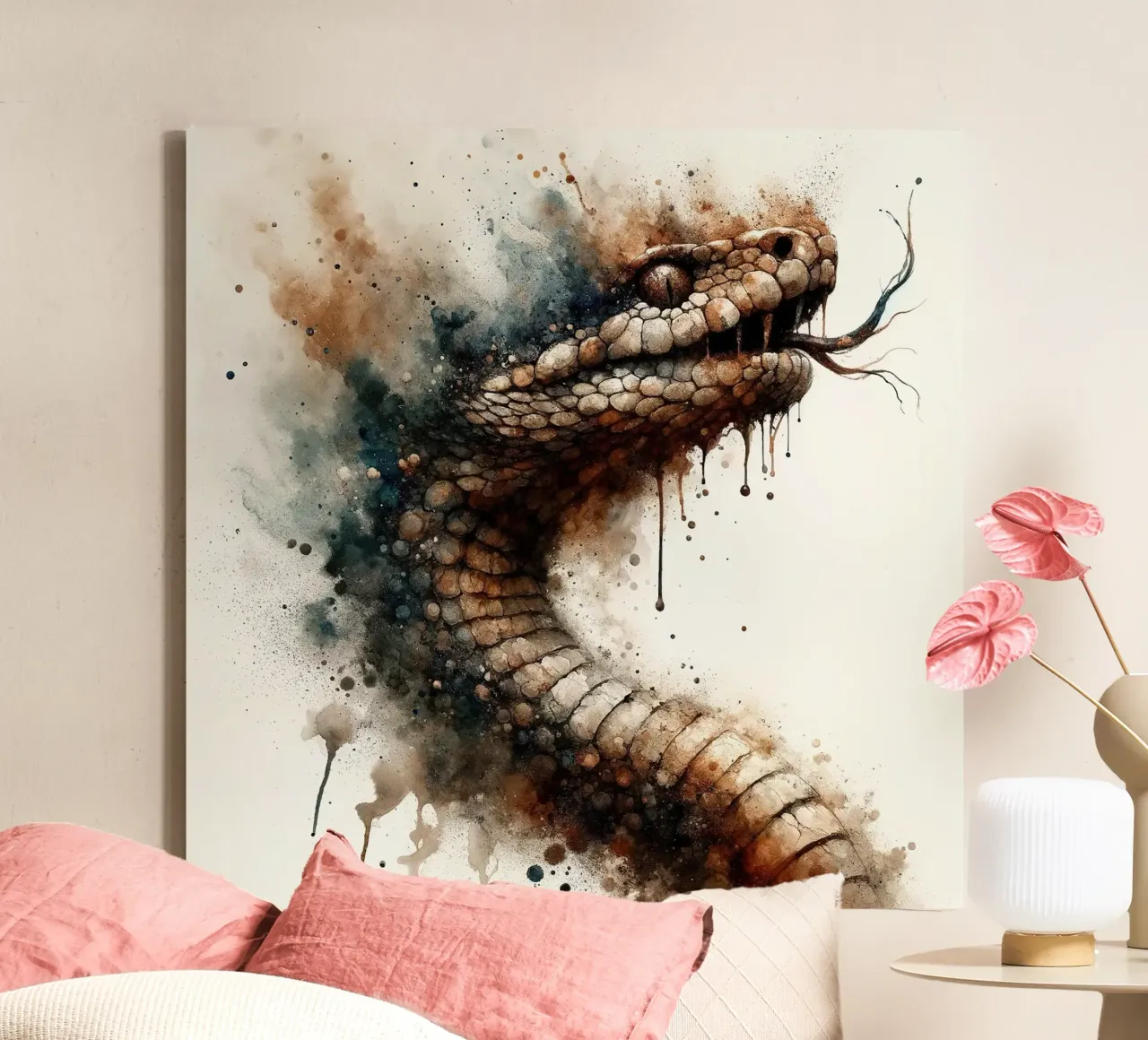 Serpiente poderosa lienzo con Marco flotante de Chromatic Fusion Studio