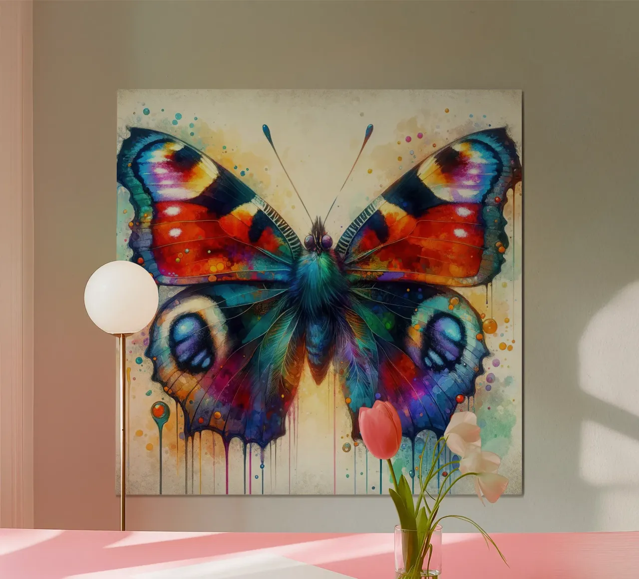 Farfalla acquerellata poster con telaio in plastica da Chromatic Fusion Studio