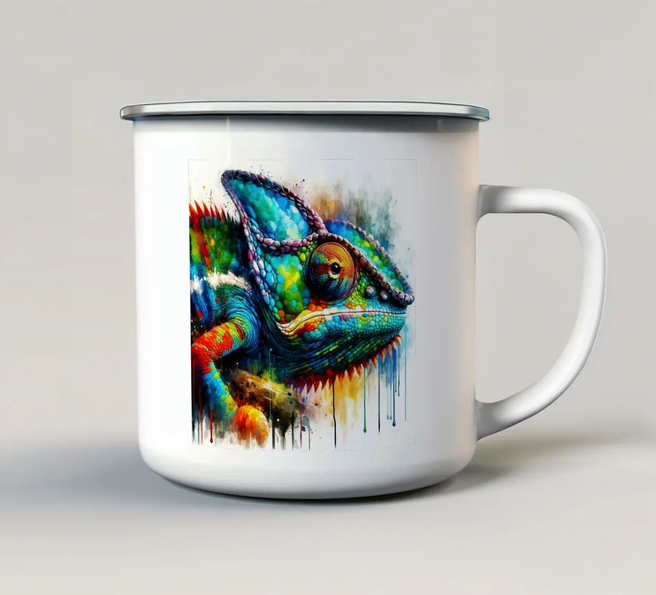 Camaleonte acquerellato tazza in smalto da Chromatic Fusion Studio