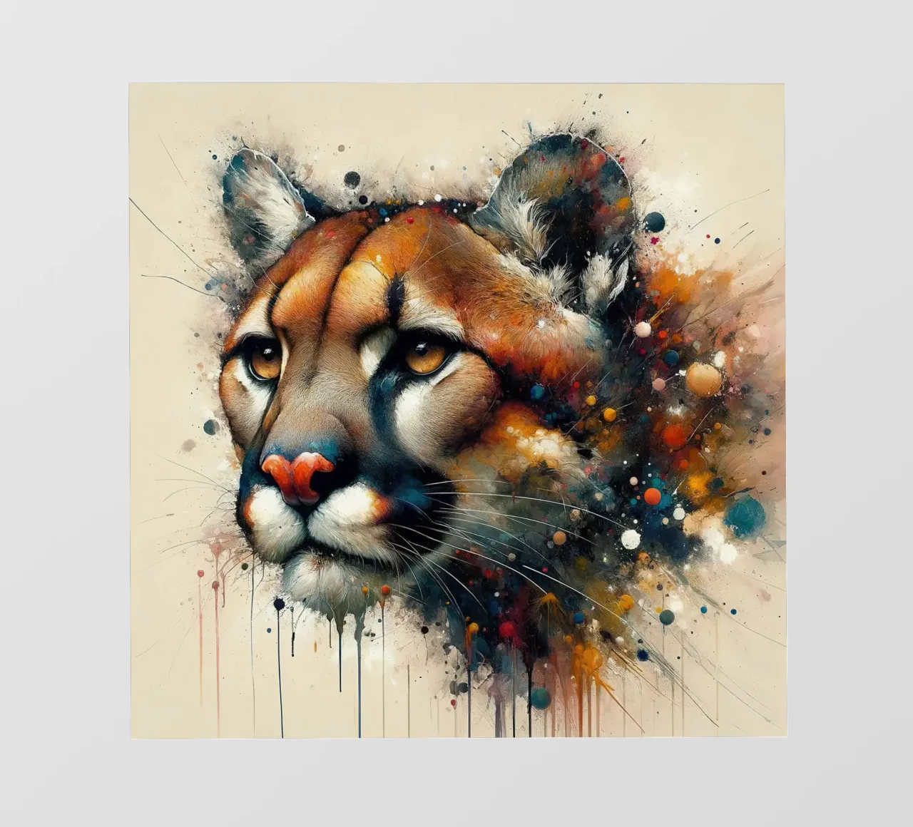 Acquerello Cougar carta da parati fotografica da Chromatic Fusion Studio