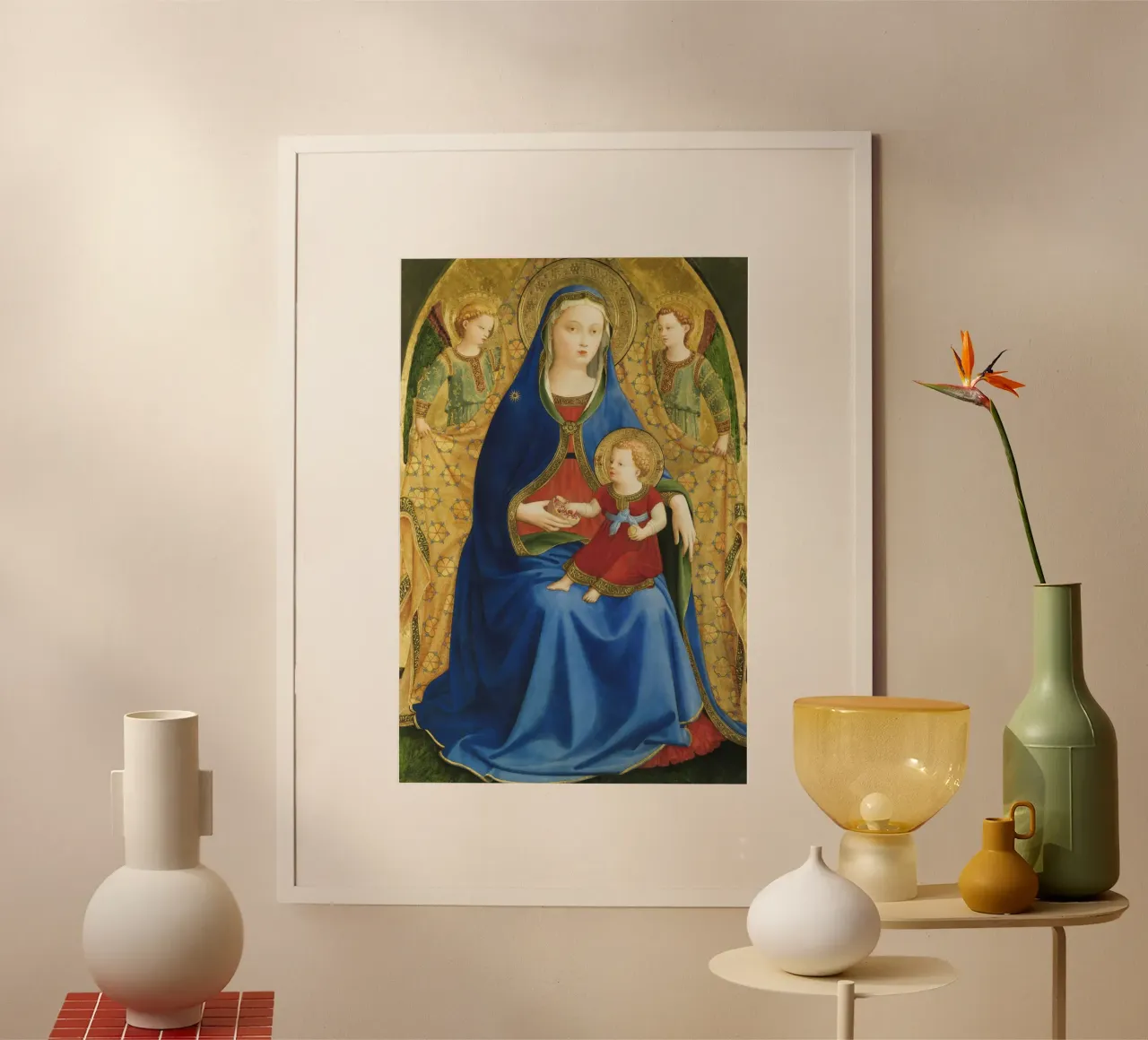 Fra Angelico - La Vergine con il Bambino poster con telaio in alluminio da William Store
