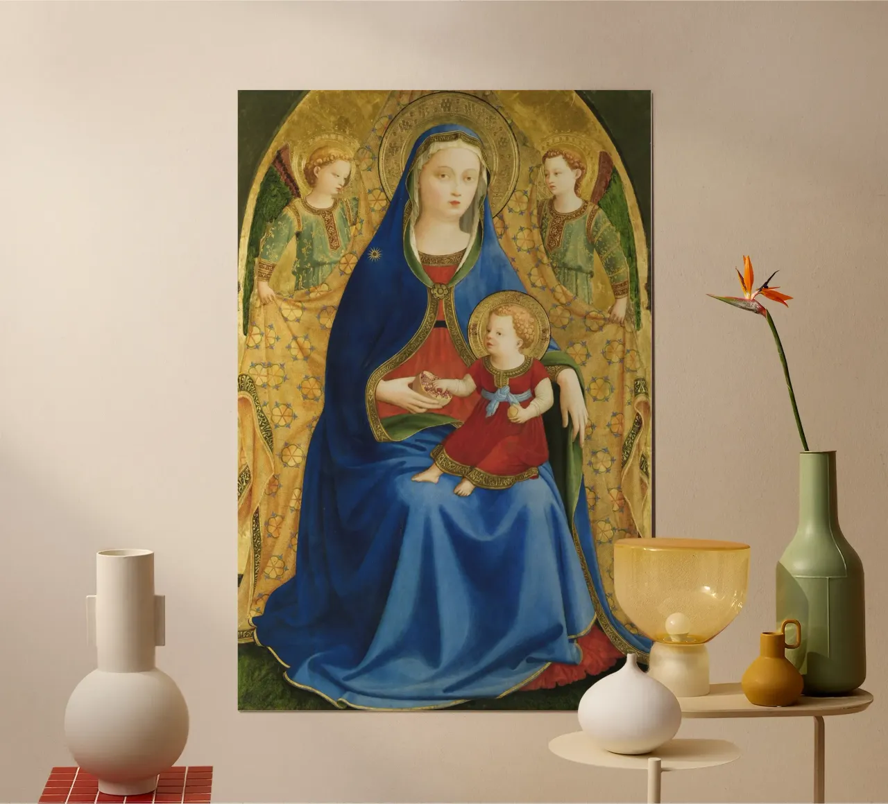 Fra Angelico - La Vergine con il Bambino poster con telaio in alluminio da William Store