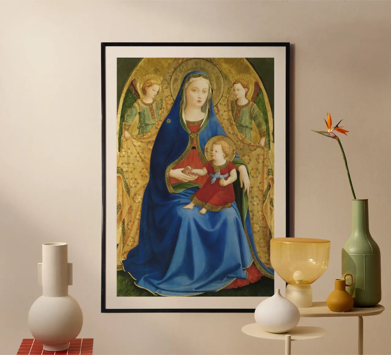 Fra Angelico - La Vergine con il Bambino poster con telaio in alluminio da William Store