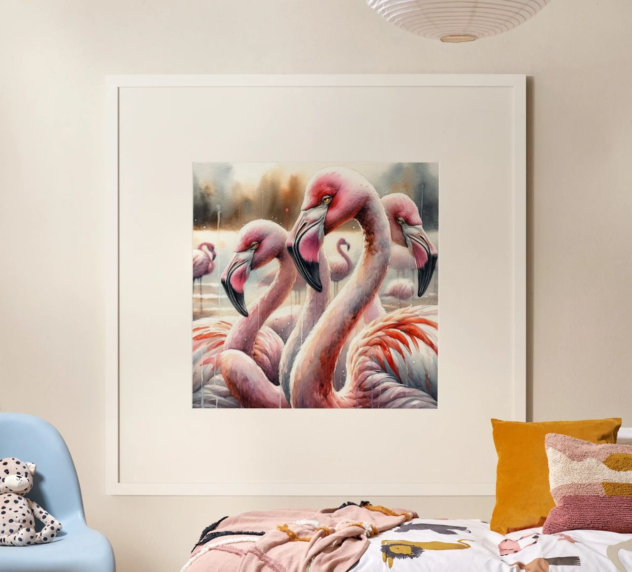 Flamands à l'aquarelle poster de Chromatic Fusion Studio