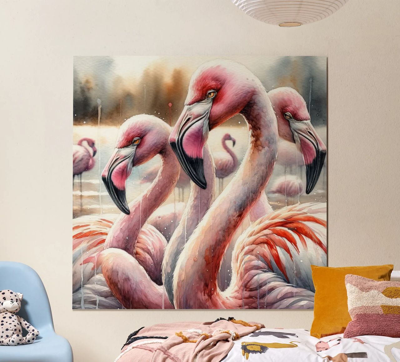 Flamands à l'aquarelle poster de Chromatic Fusion Studio