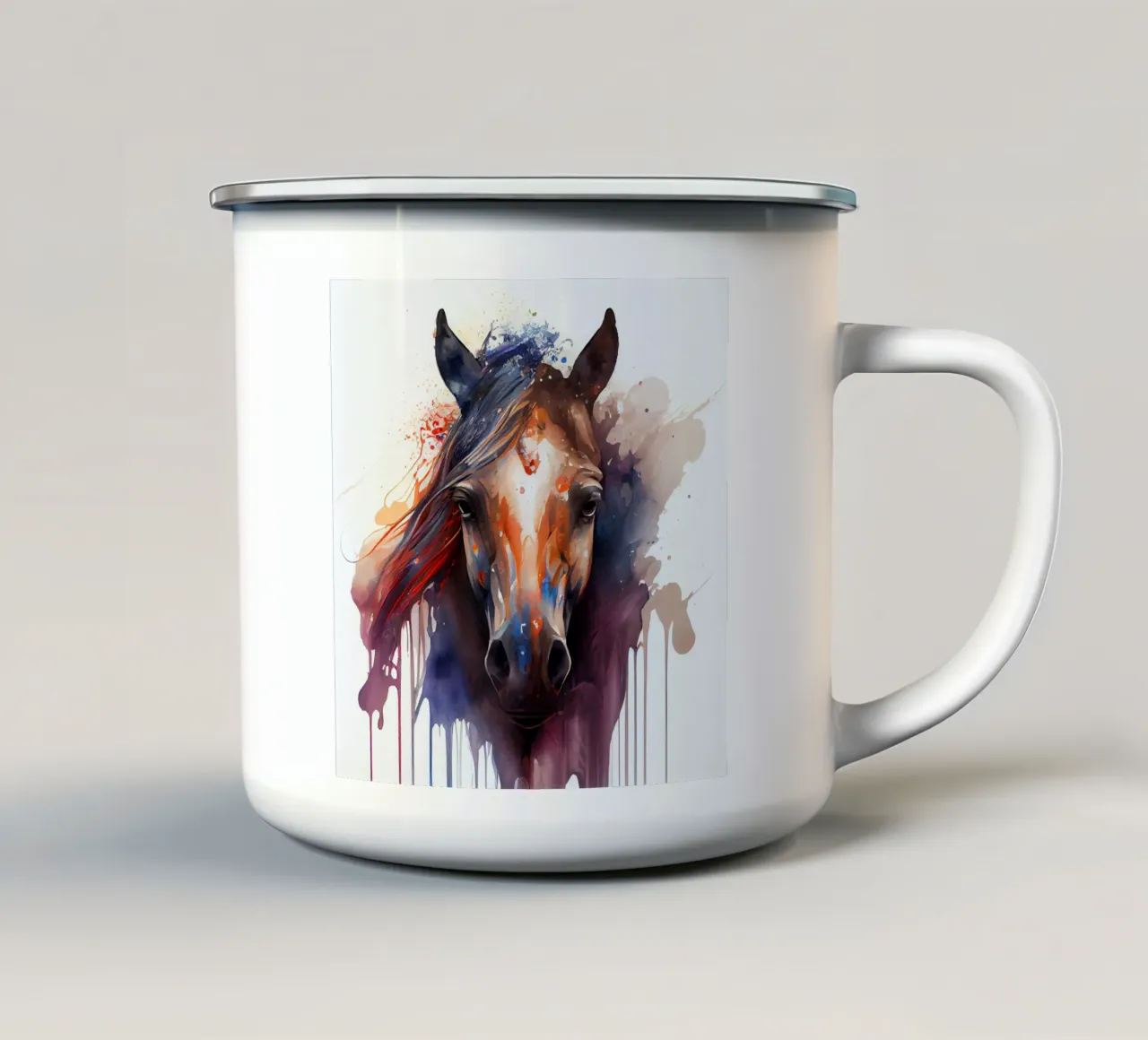 Cavallo acquerellato tazza in smalto da Chromatic Fusion Studio