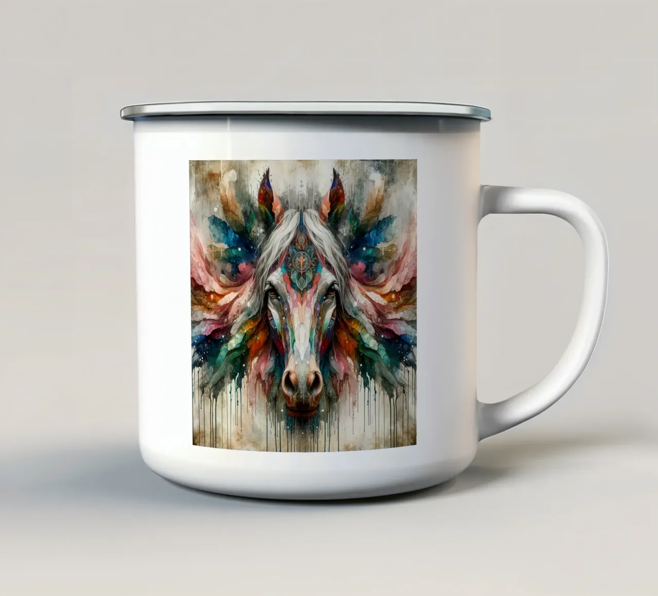 Cavallo acquerellato tazza in smalto da Chromatic Fusion Studio