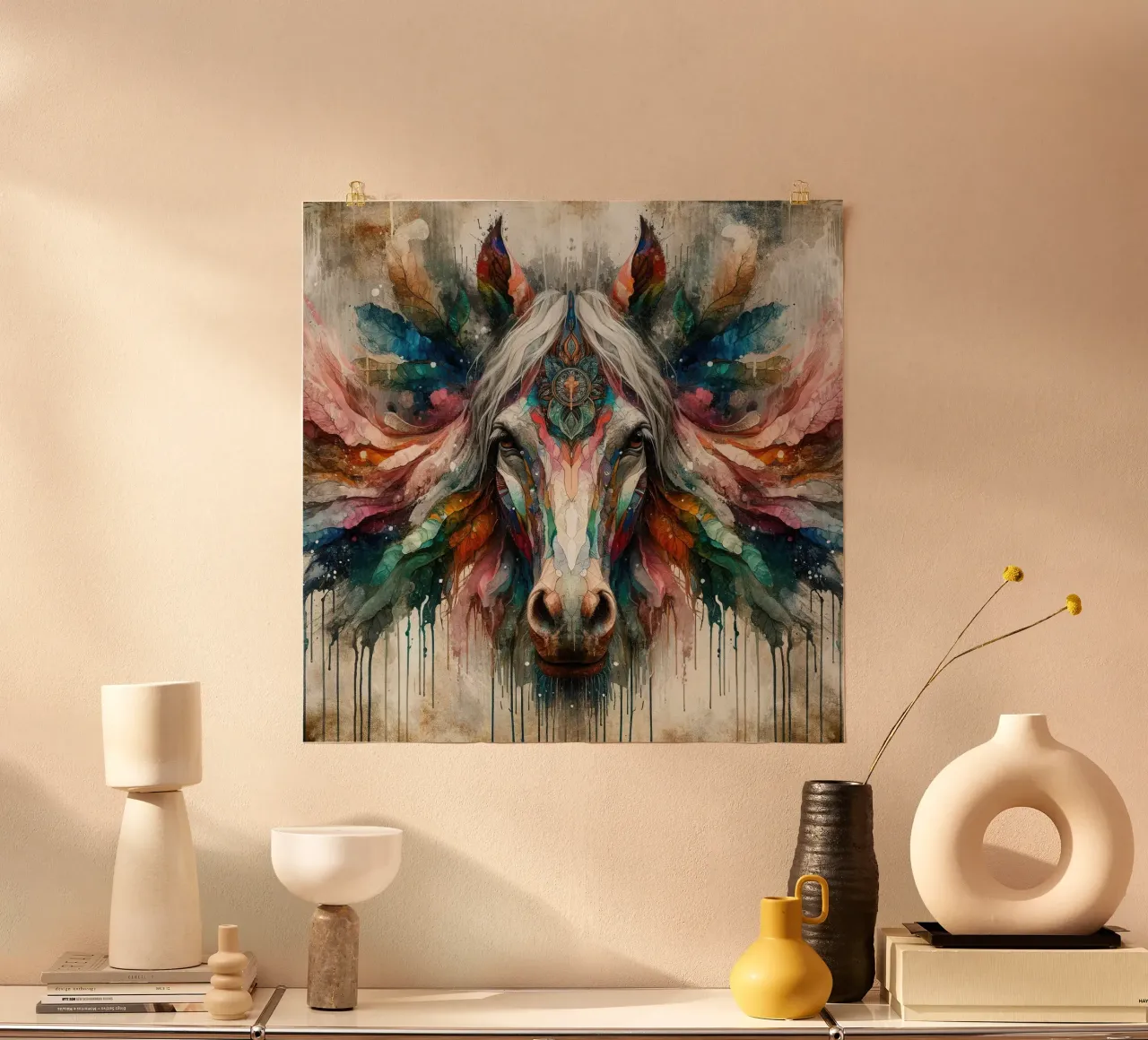 Cavallo acquerellato poster da Chromatic Fusion Studio