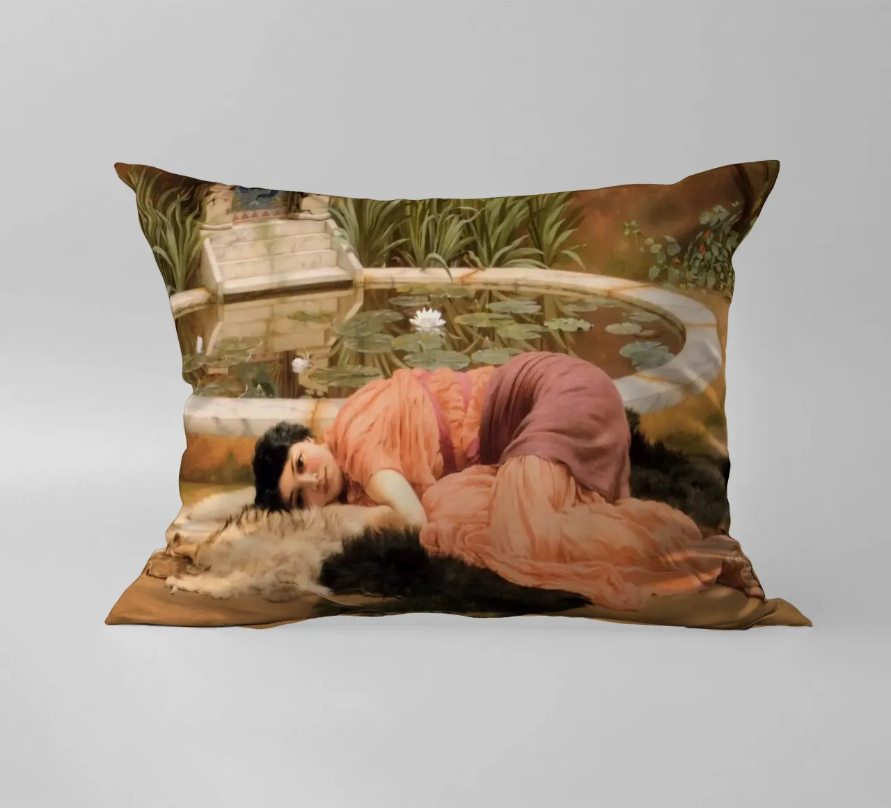 John William Godward - Dolce Far Niente cuscino da Timeless Artworks