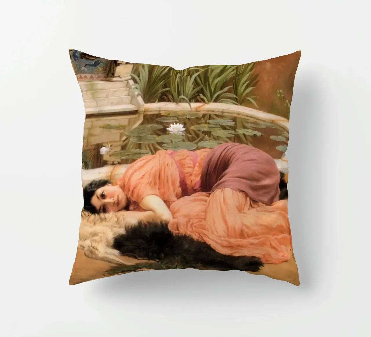 John William Godward - Dolce Far Niente cuscino da Timeless Artworks
