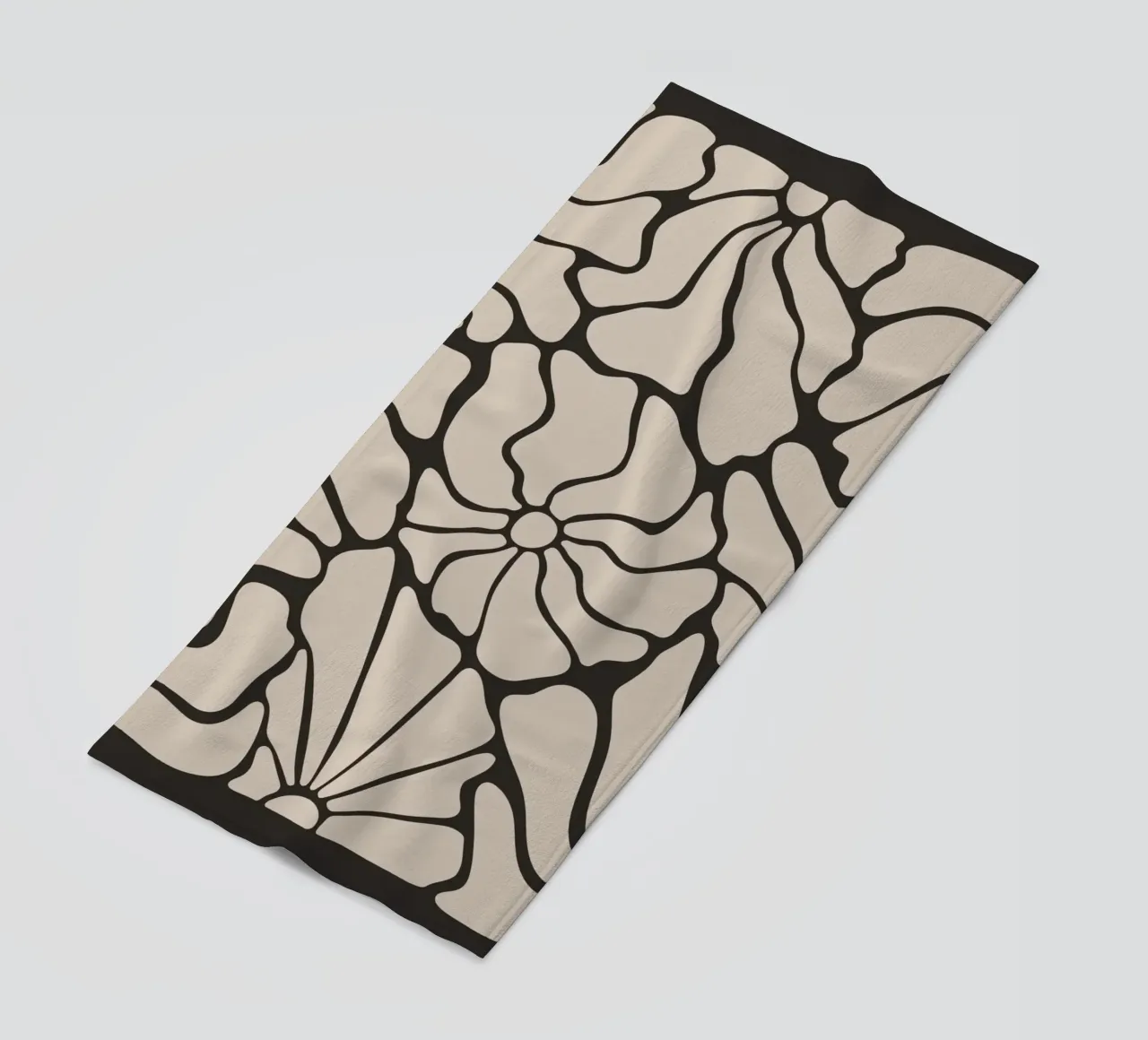 Astratto Midcentury Modern 80s Fiori Nero Beige telo mare da Modern Muse