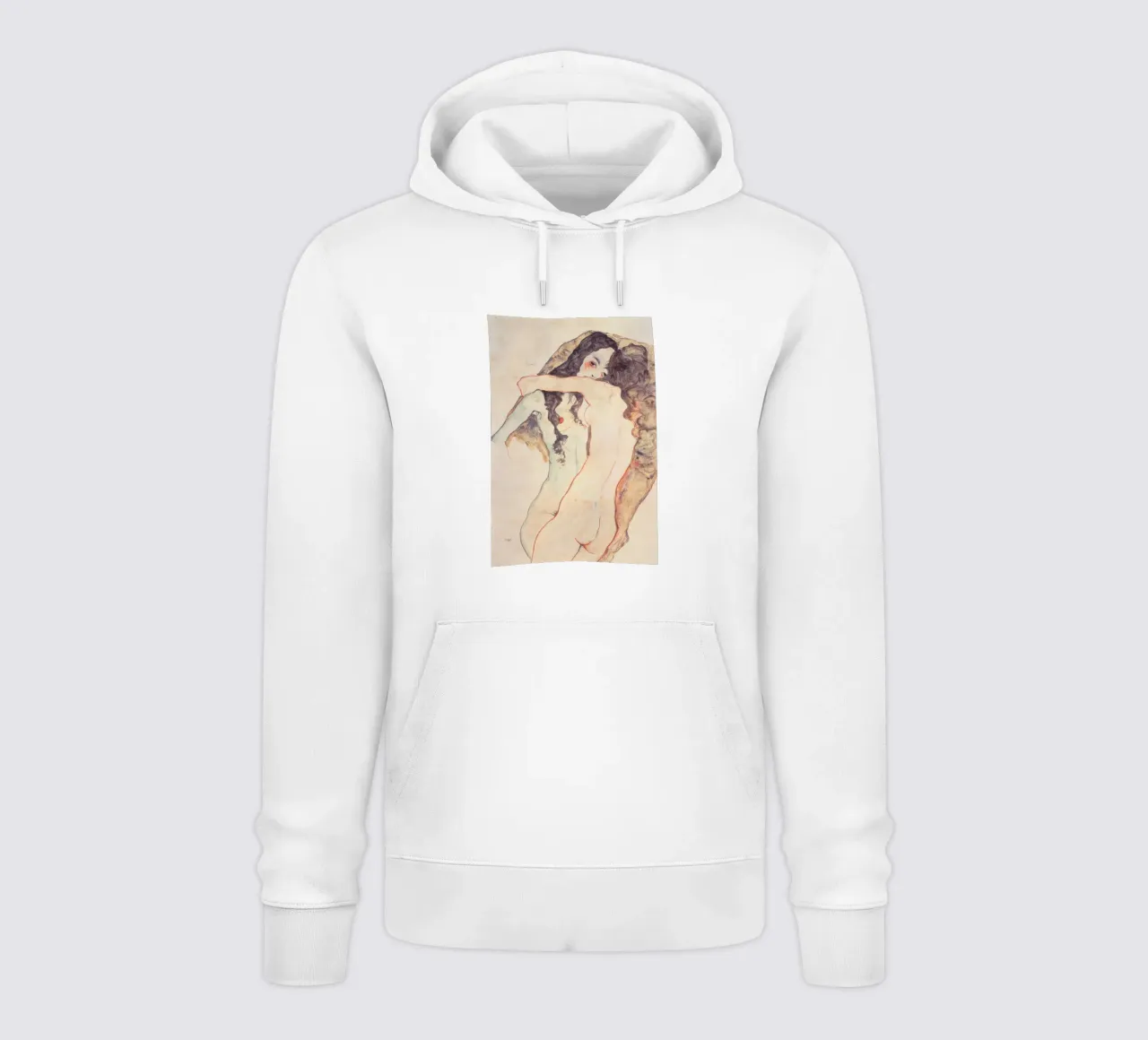 Egon Schiele - Due donne abbracciate felpa con cappuccio da Timeless Artworks