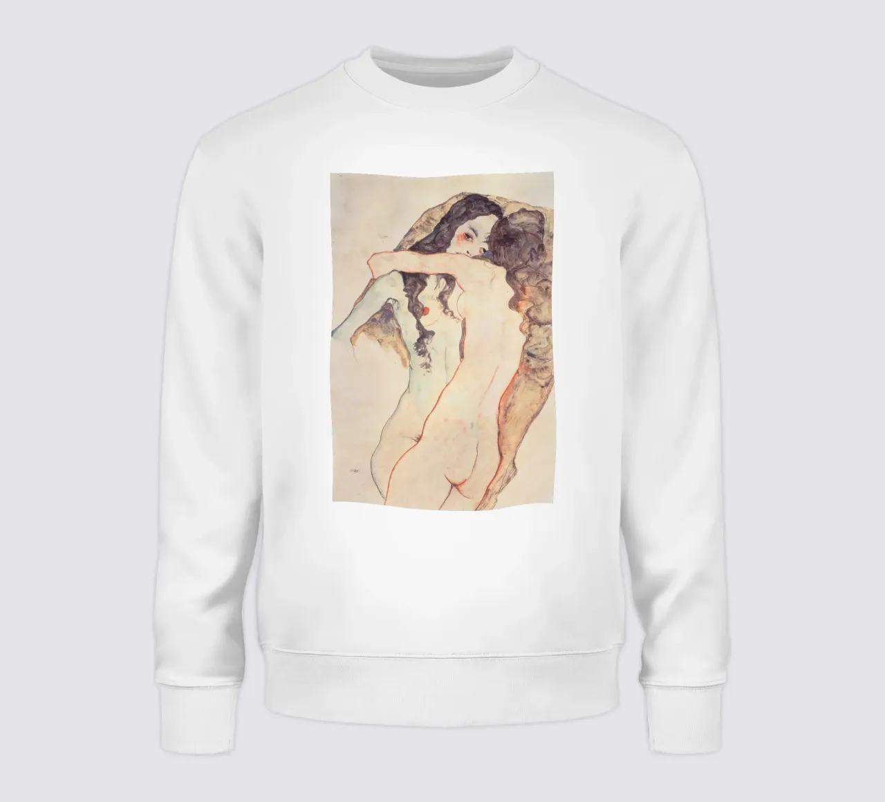 Egon Schiele - Two Women Embracing Sweatshirt von Timeless Artworks