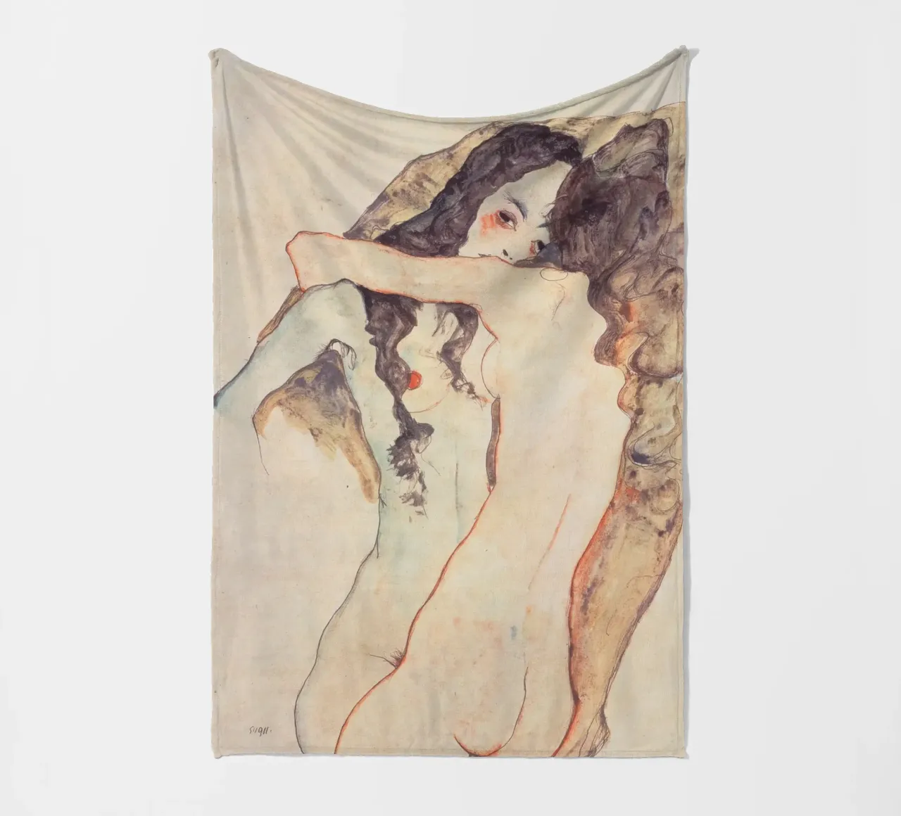 Egon Schiele - Due donne abbracciate coperta in pile da Timeless Artworks
