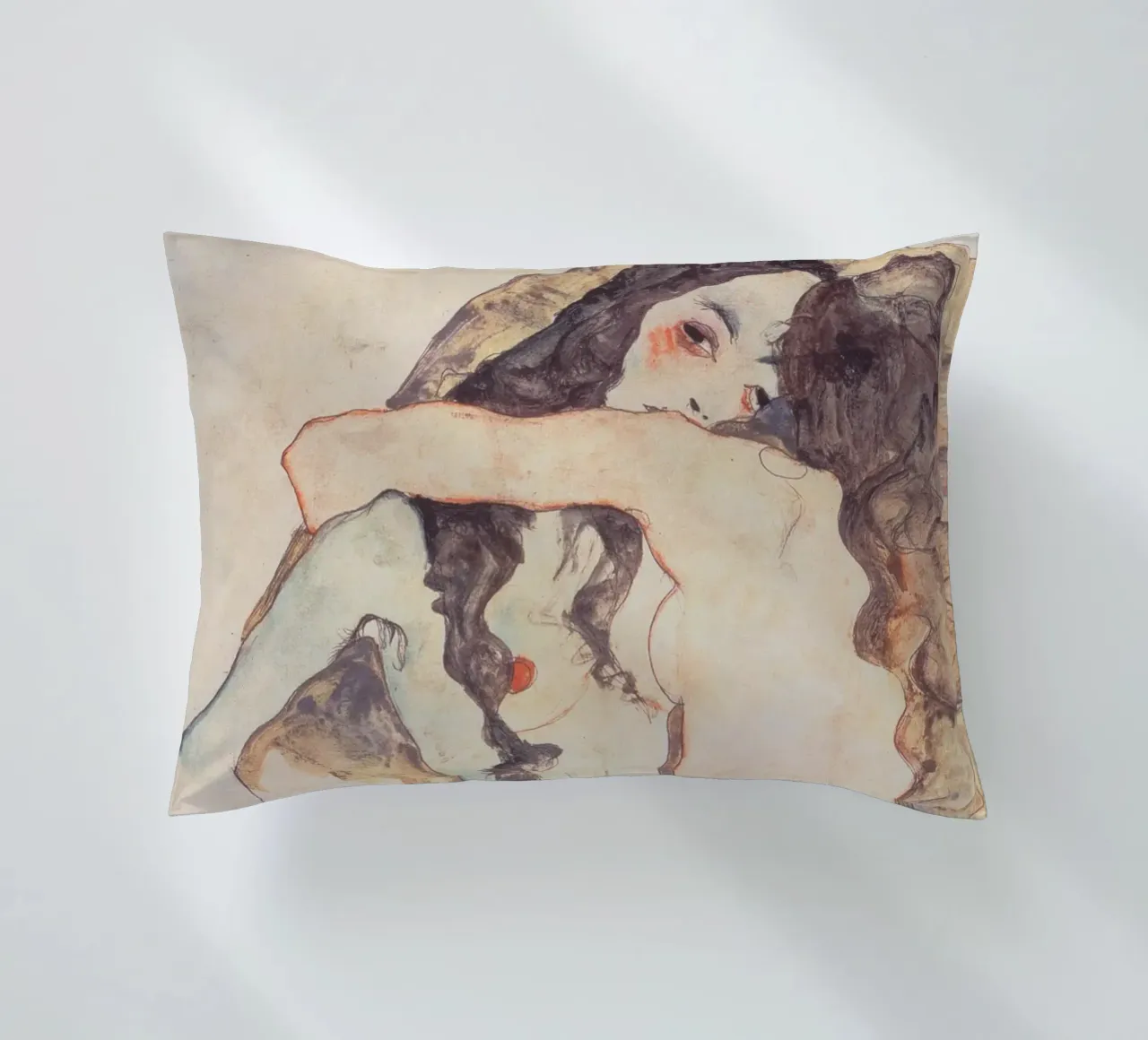 Egon Schiele - Due donne abbracciate cuscino da Timeless Artworks