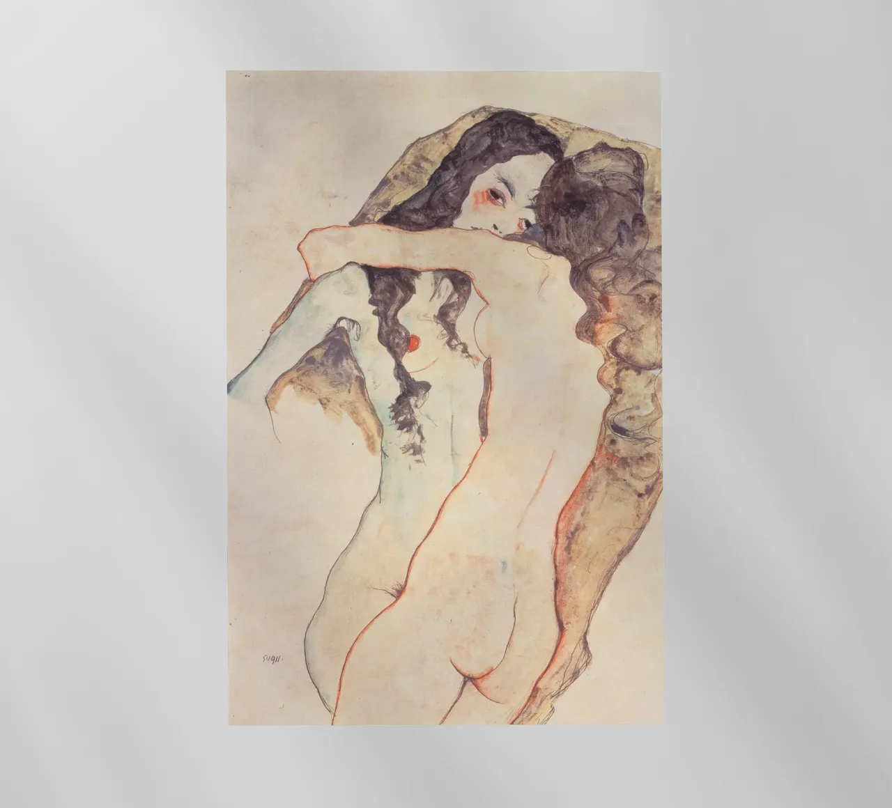 Egon Schiele - Due donne abbracciate pellicola backlit da Timeless Artworks