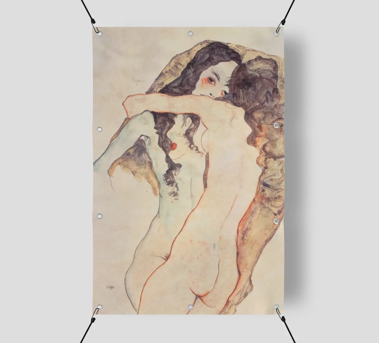 Egon Schiele - Due donne abbracciate telo in pvc da Timeless Artworks