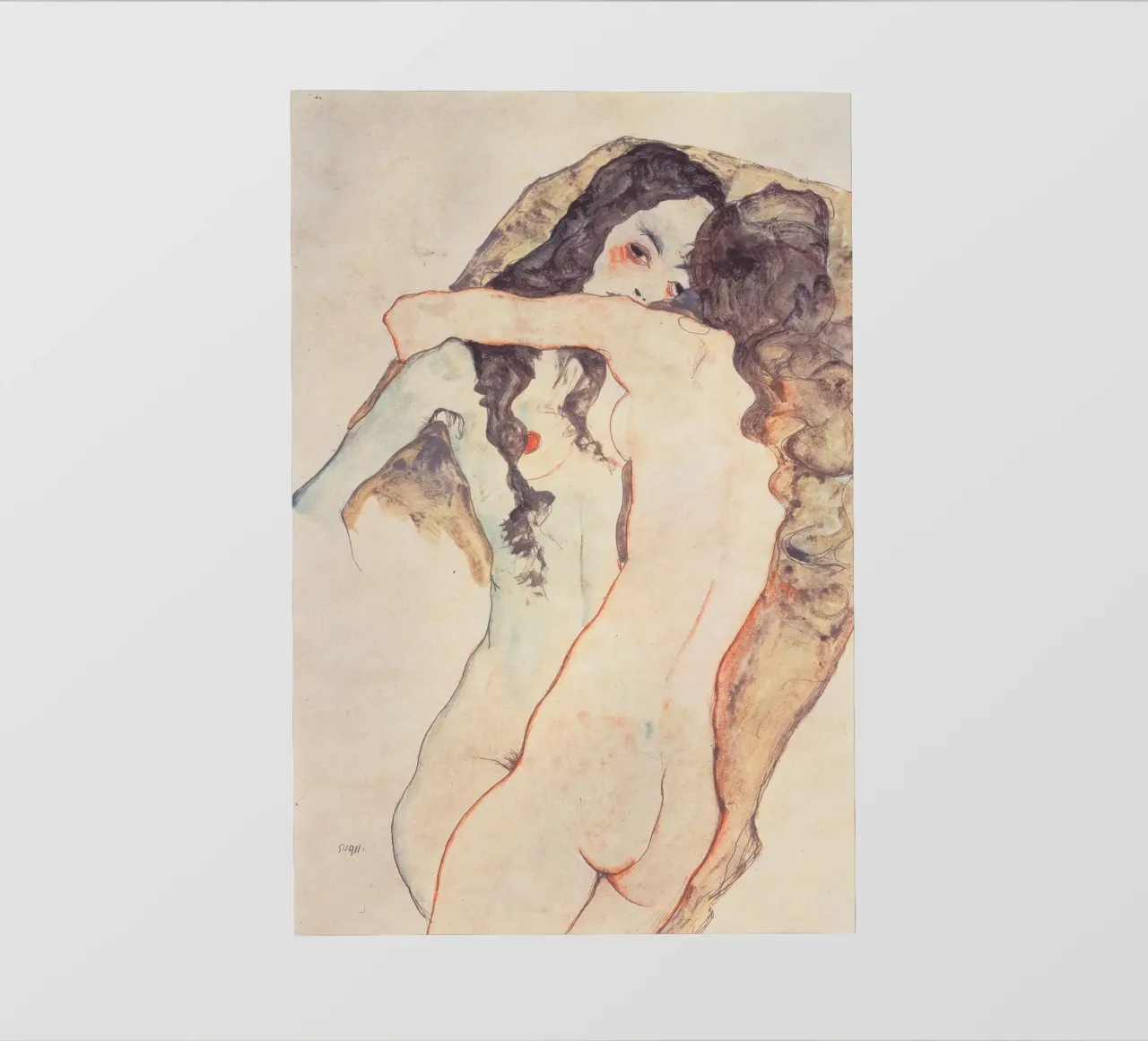 Egon Schiele - Due donne abbracciate telo in pvc da Timeless Artworks