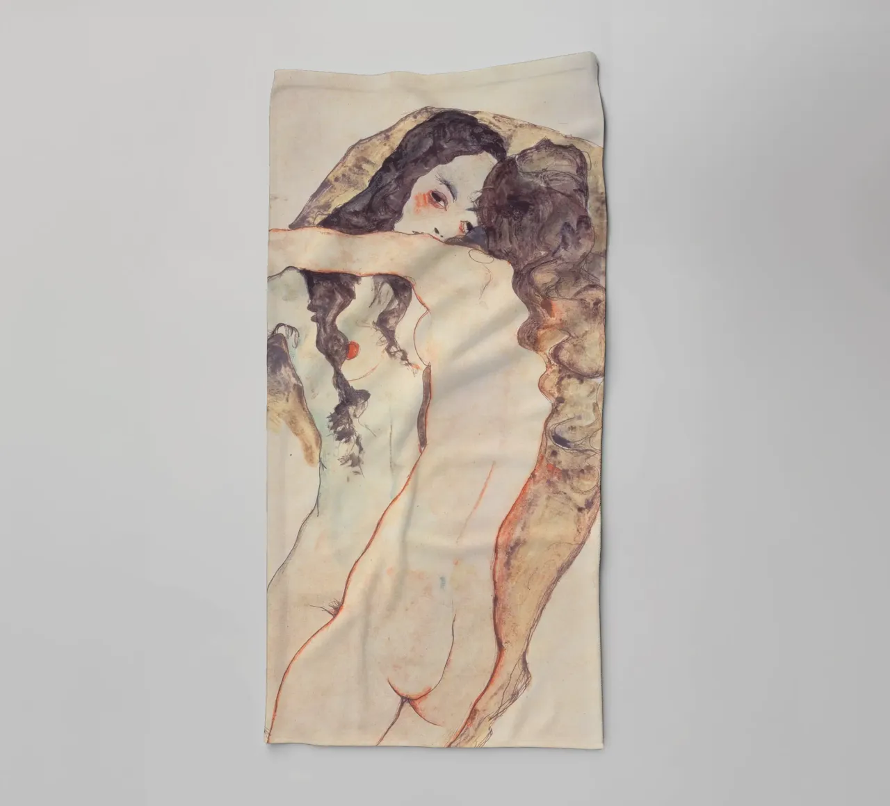 Egon Schiele - Due donne abbracciate asciugamano da bagno da Timeless Artworks